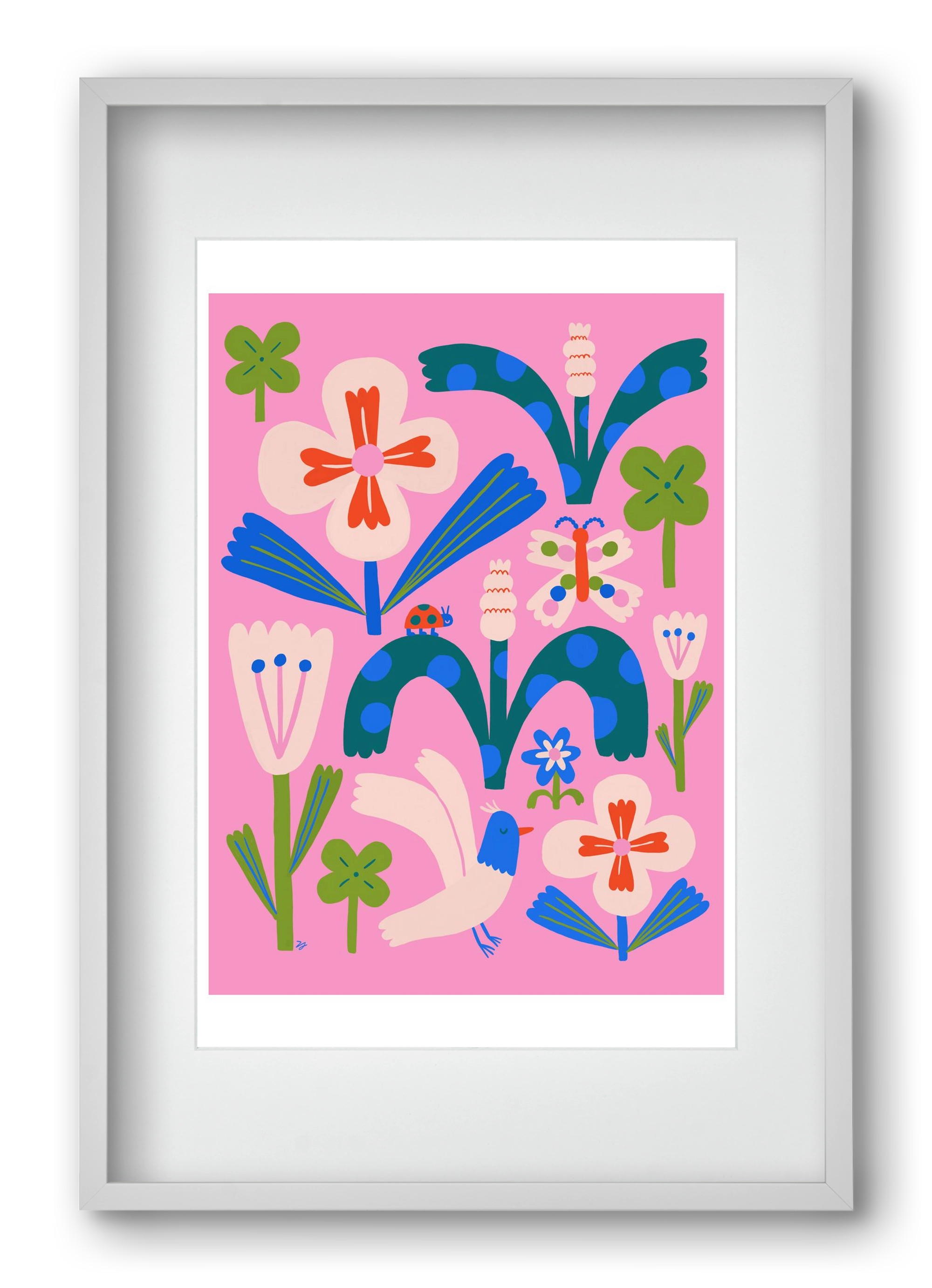 A garden and its habitants, 40x60 cm (30x45 cm), Fehér keret, paszpartuval