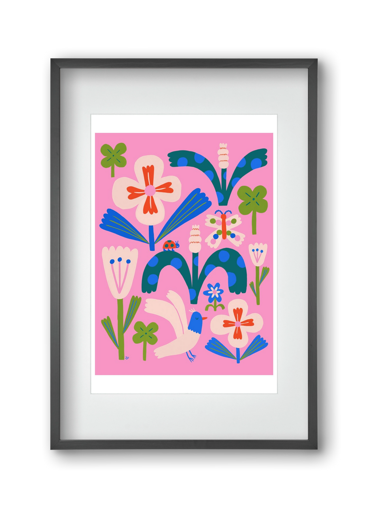 A garden and its habitants, 30x45 cm (20x30 cm), Fekete keret, paszpartuval