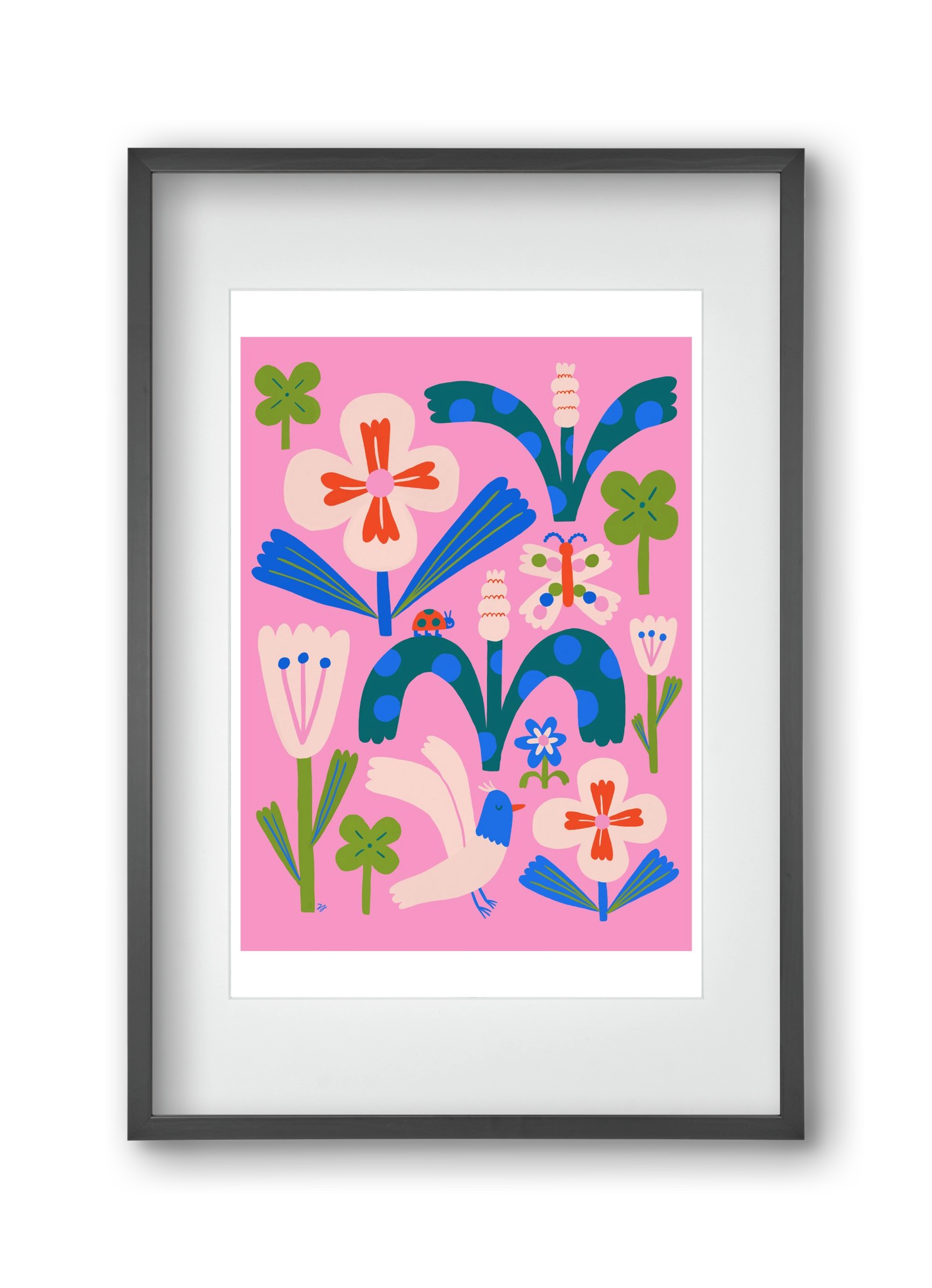 A garden and its habitants, 30x45 cm (20x30 cm), Fekete keret, paszpartuval