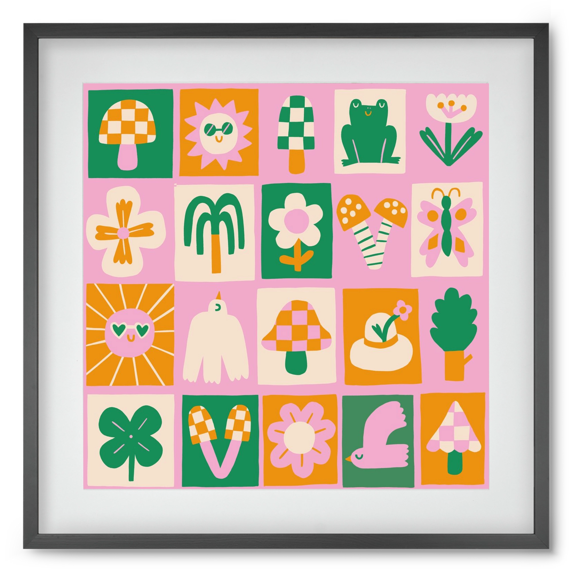 Magic Garden , 50x50 cm (40x40 cm), Fekete keret, paszpartuval