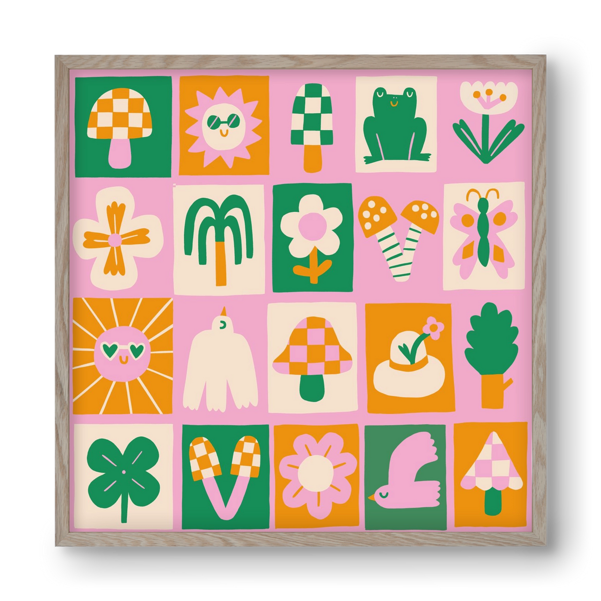 Magic Garden , 40x40 cm (40x40 cm), Tölgy keret