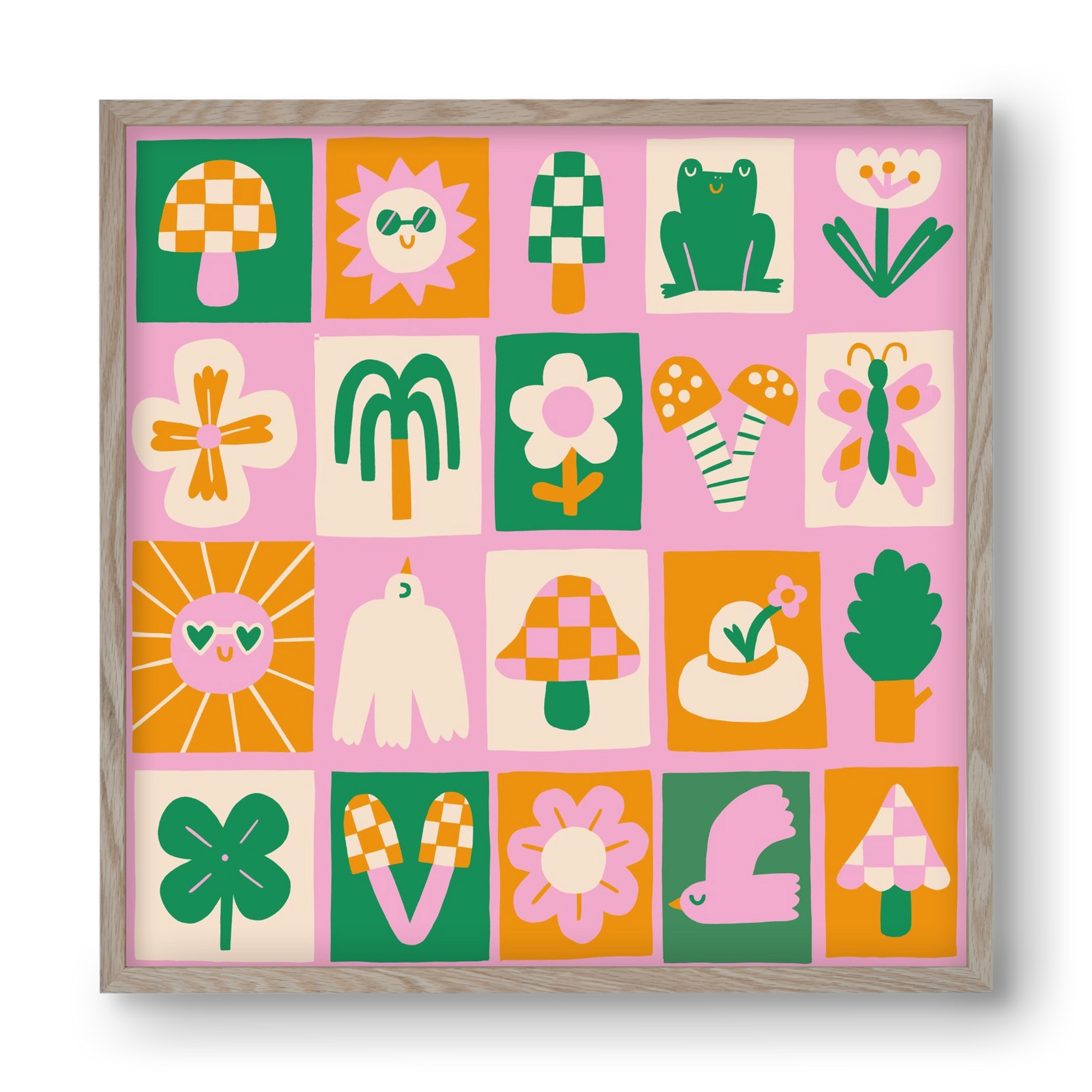 Magic Garden , 40x40 cm (40x40 cm), Tölgy keret