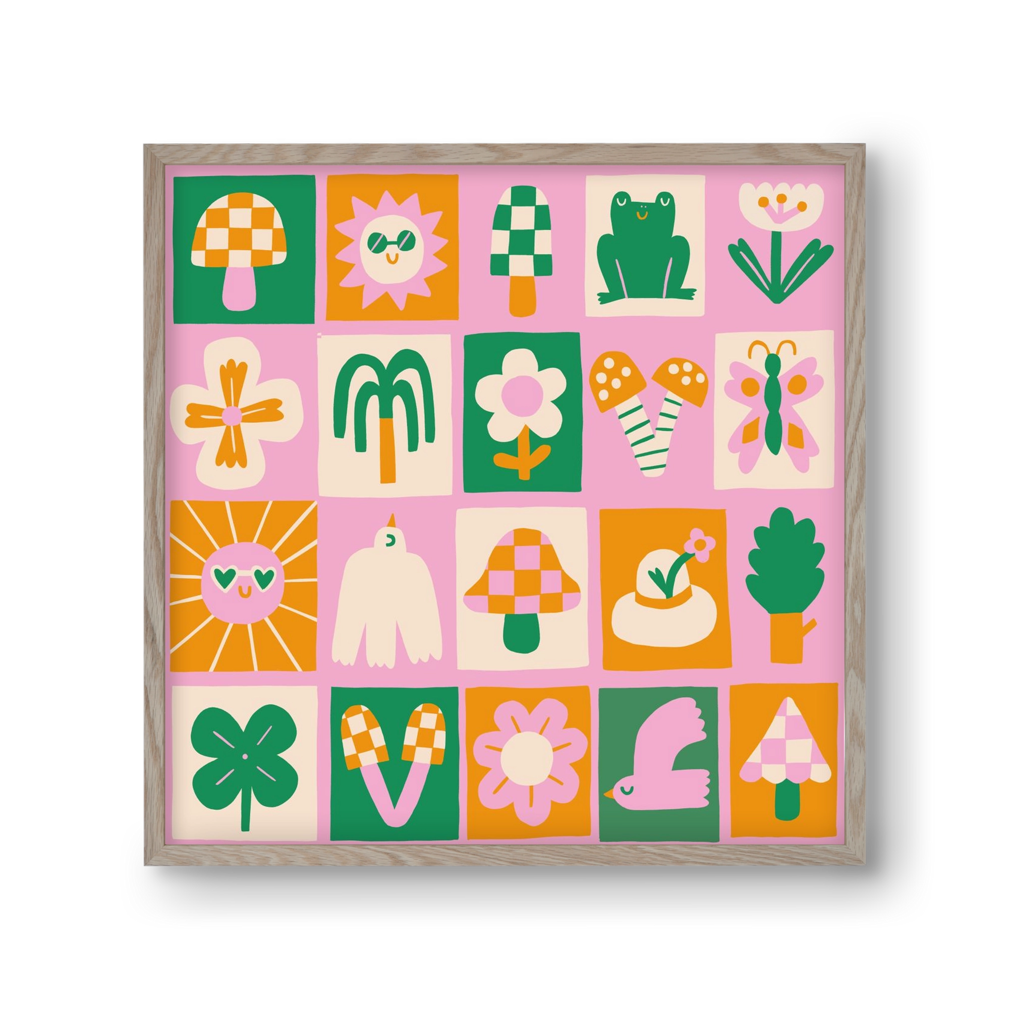 Magic Garden , 30x30 cm (30x30 cm), Tölgy keret