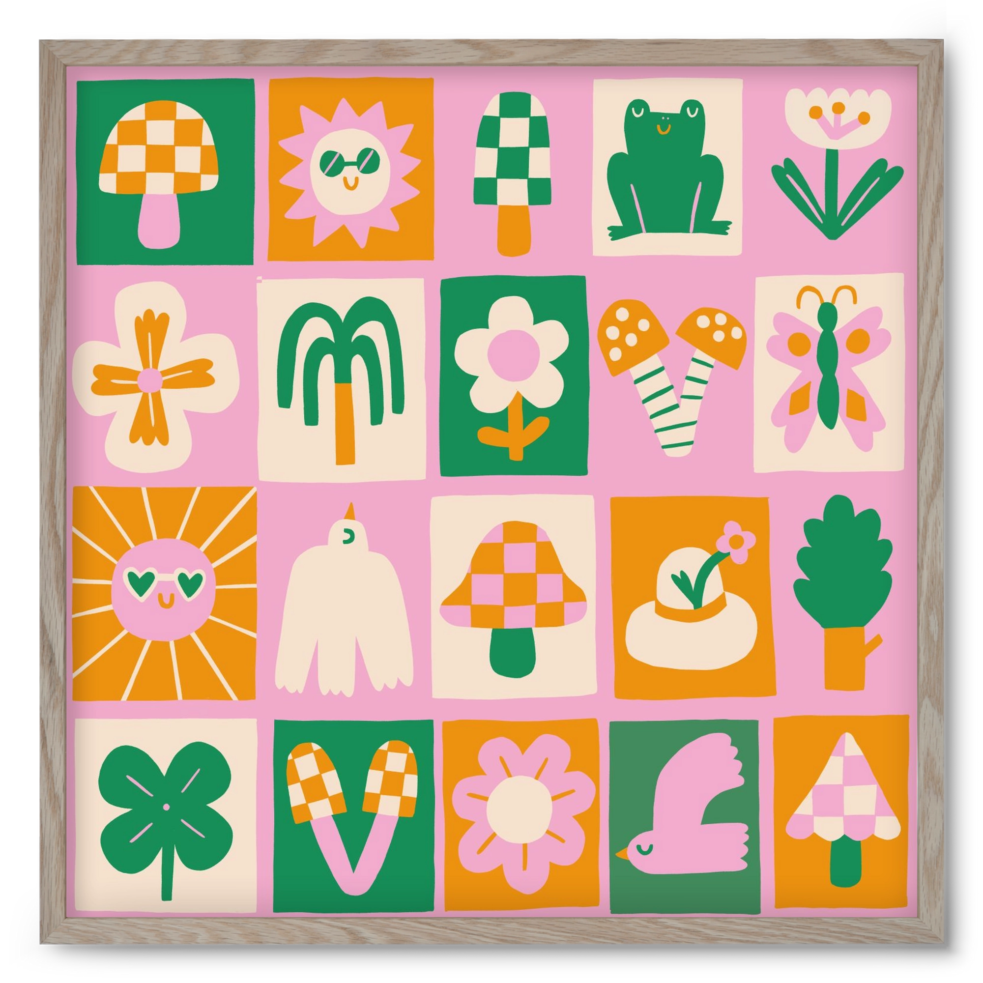 Magic Garden , 50x50 cm (50x50 cm), Tölgy keret