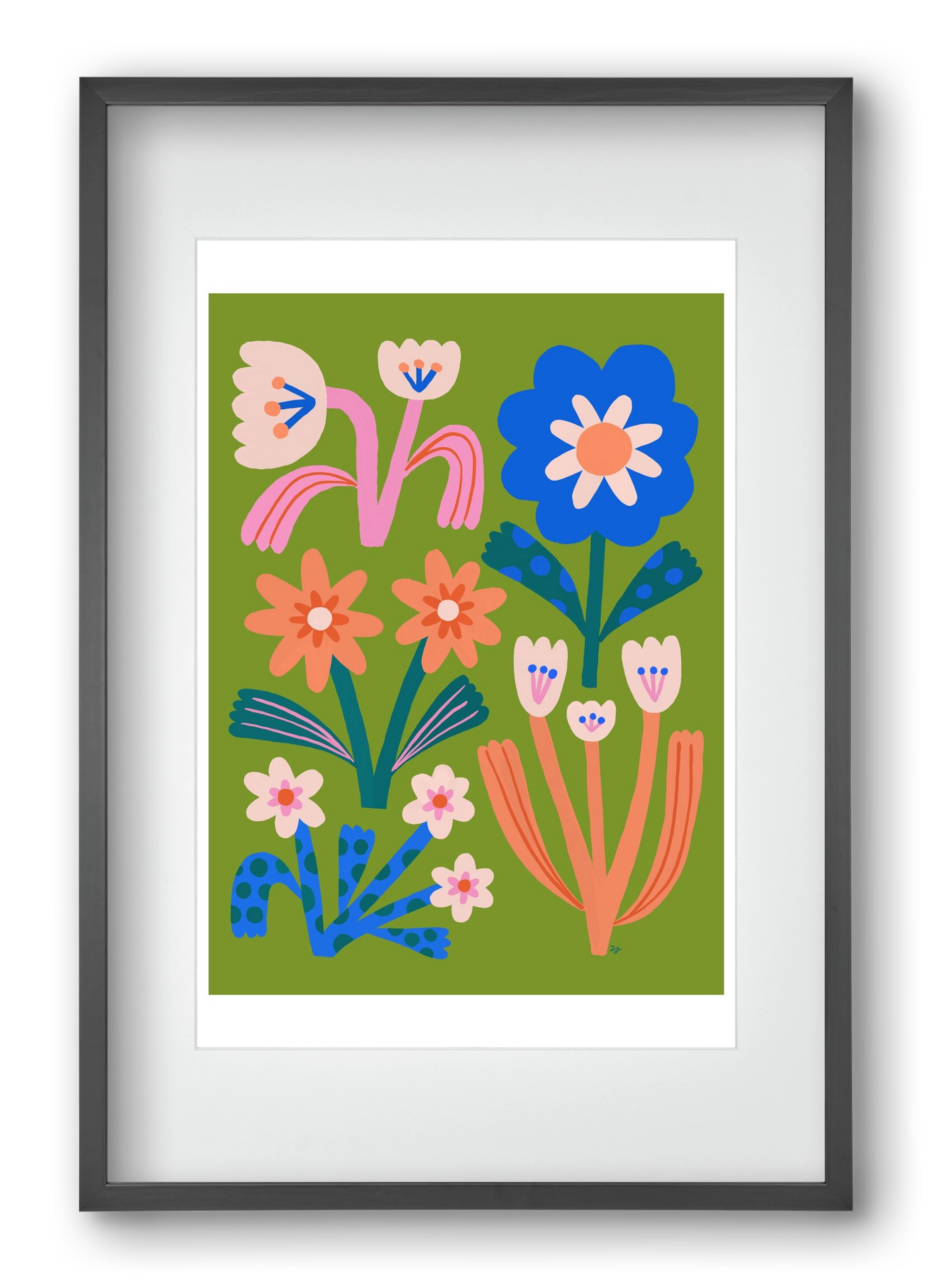 Cute Flowers, 40x60 cm (30x45 cm), Fekete keret, paszpartuval
