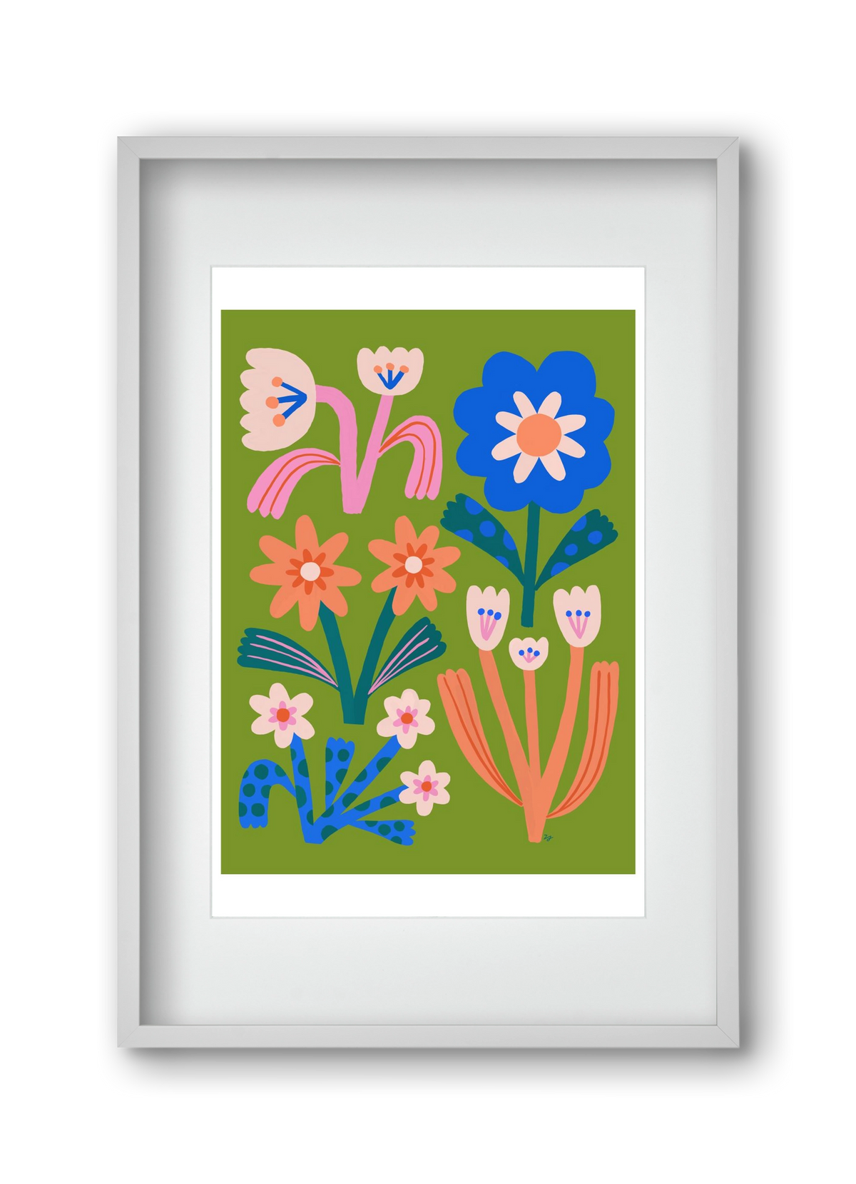 Cute Flowers, 30x45 cm (20x30 cm), Fehér keret, paszpartuval