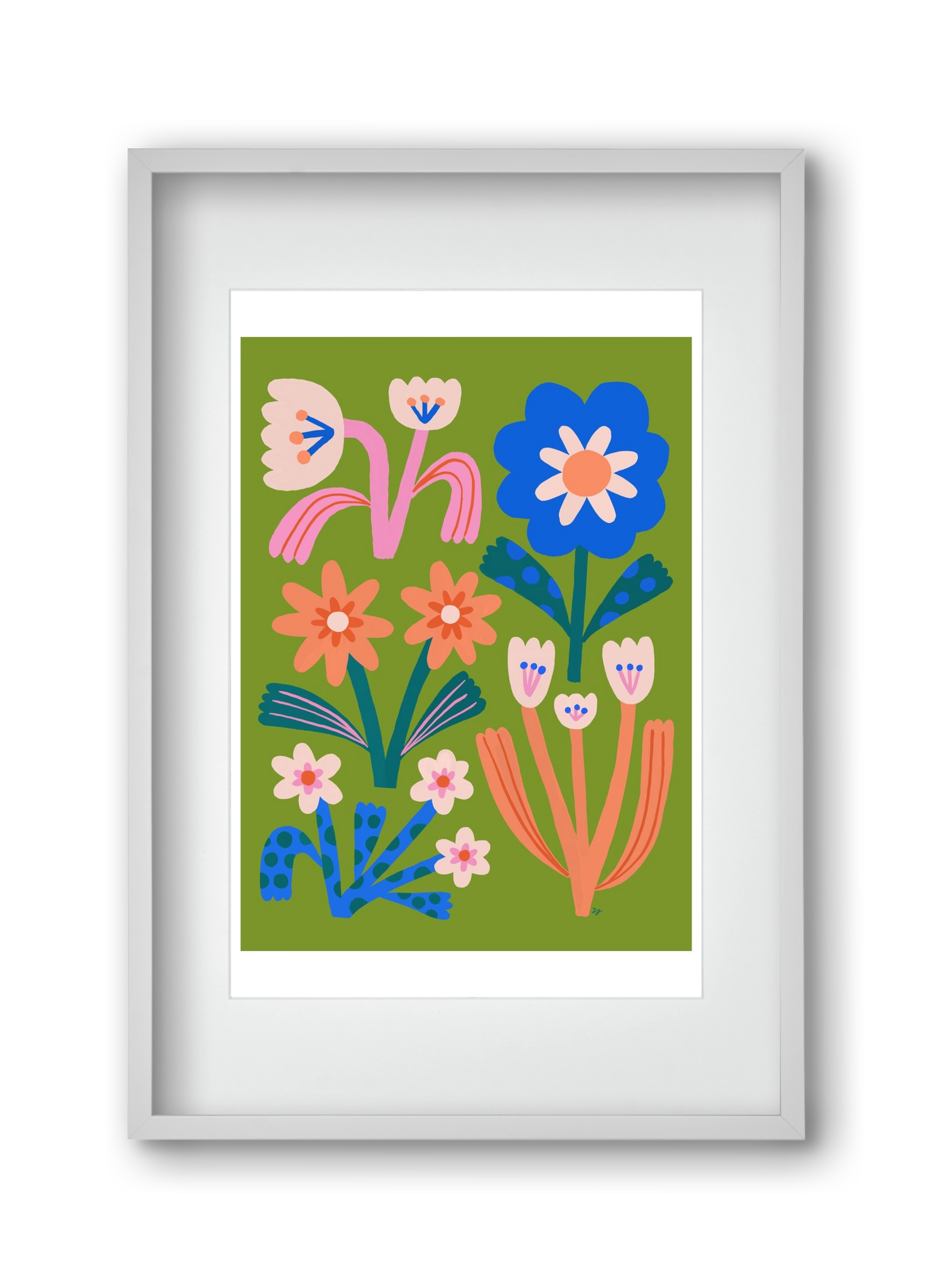 Cute Flowers, 30x45 cm (20x30 cm), Fehér keret, paszpartuval