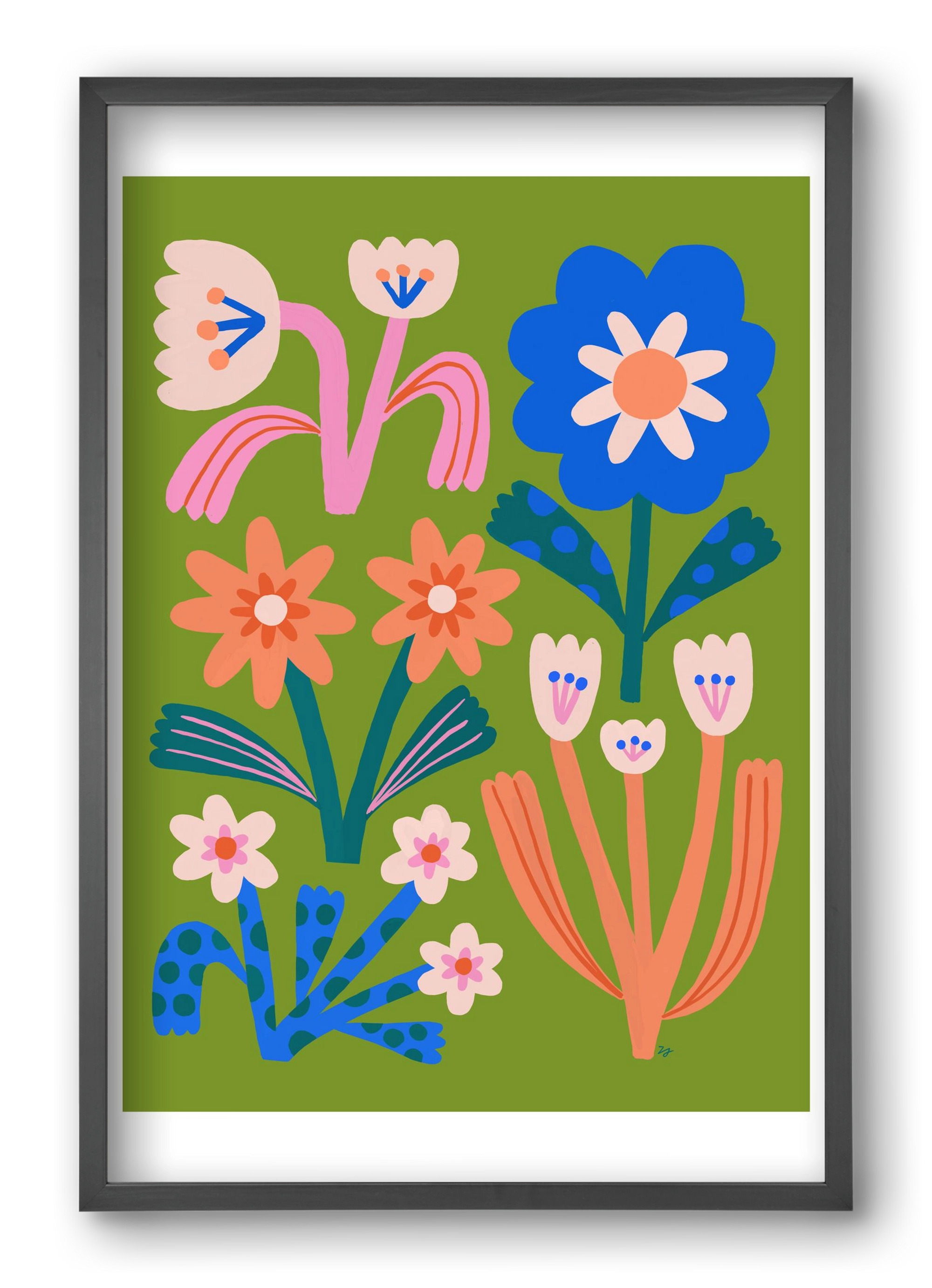 Cute Flowers, 40x60 cm (40x60 cm), Fekete keret