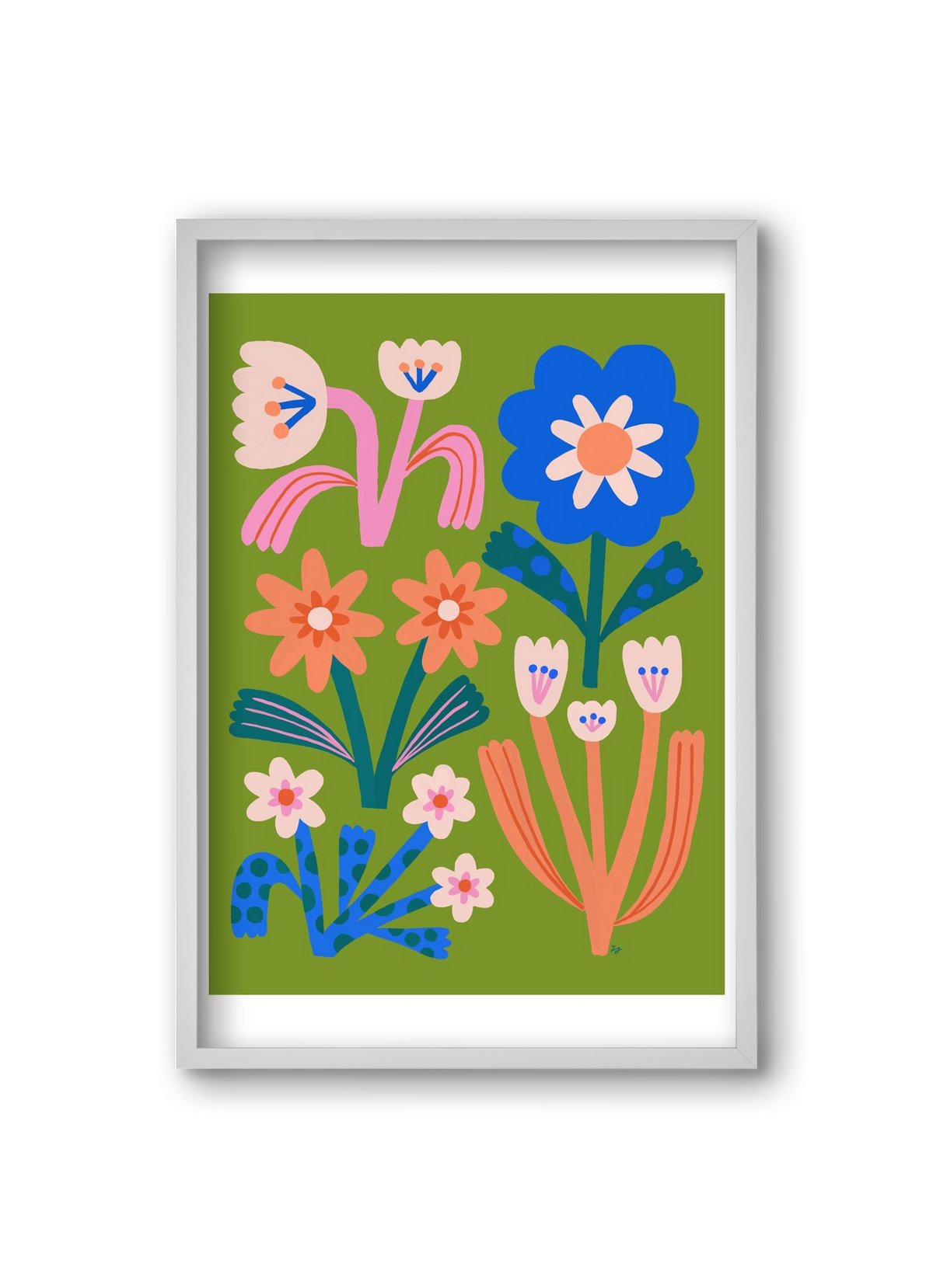 Cute Flowers, 20x30 cm (20x30 cm), Fehér keret