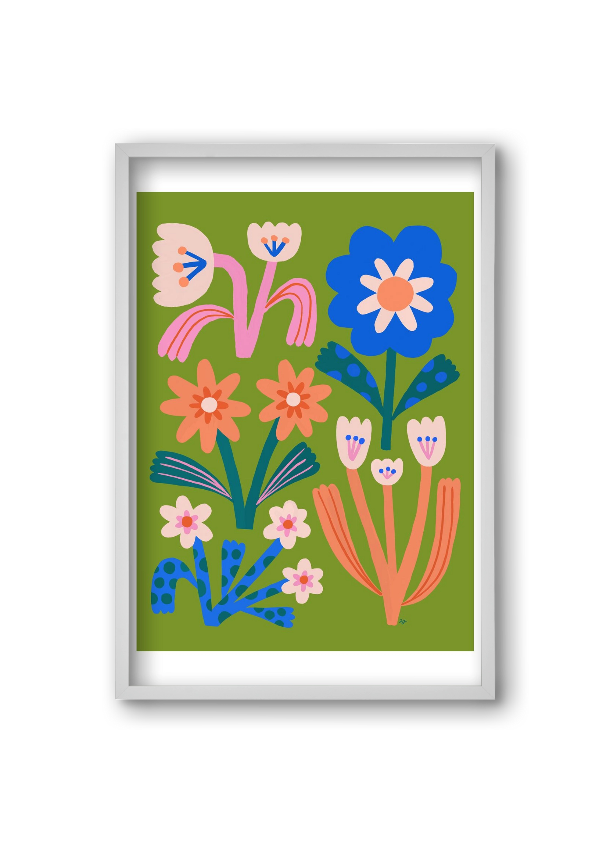 Cute Flowers, 20x30 cm (20x30 cm), Fehér keret