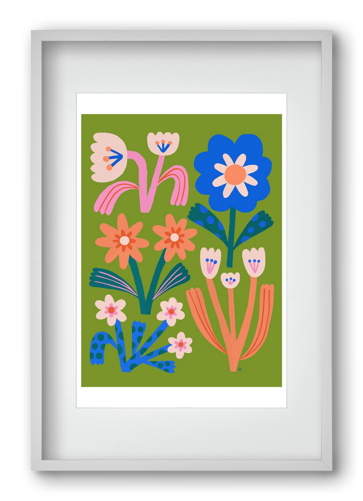 Cute Flowers, 40x60 cm (30x45 cm), Fehér keret, paszpartuval