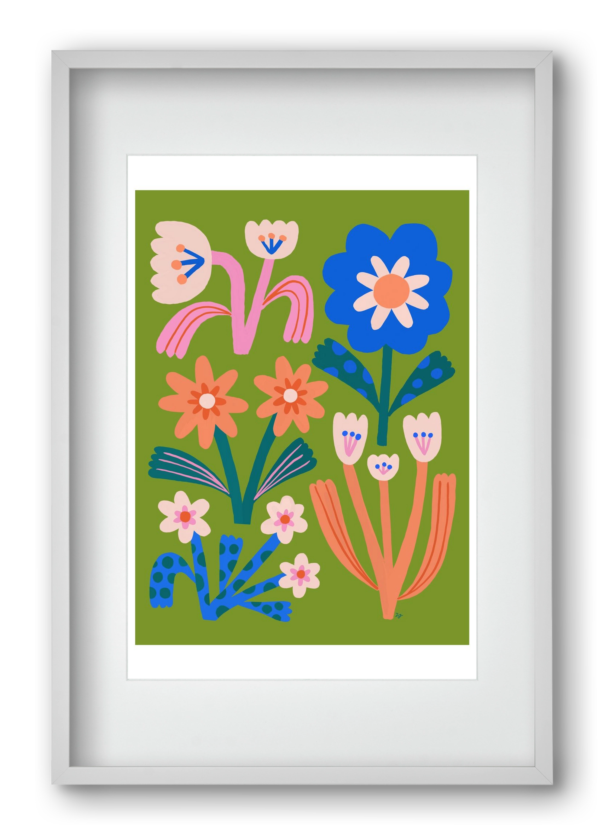 Cute Flowers, 40x60 cm (30x45 cm), Fehér keret, paszpartuval