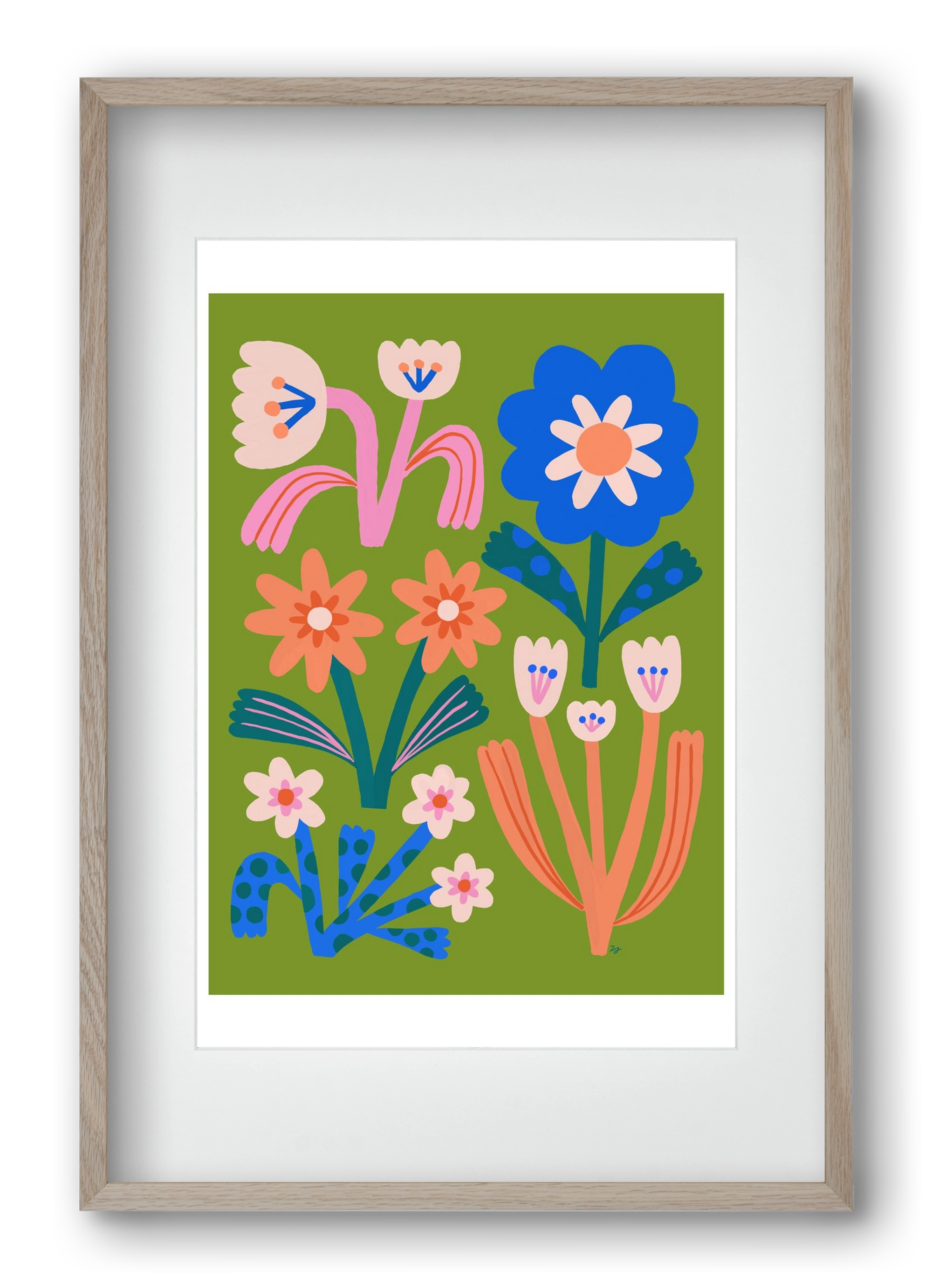 Cute Flowers, 40x60 cm (30x45 cm), Tölgy keret, paszpartuval