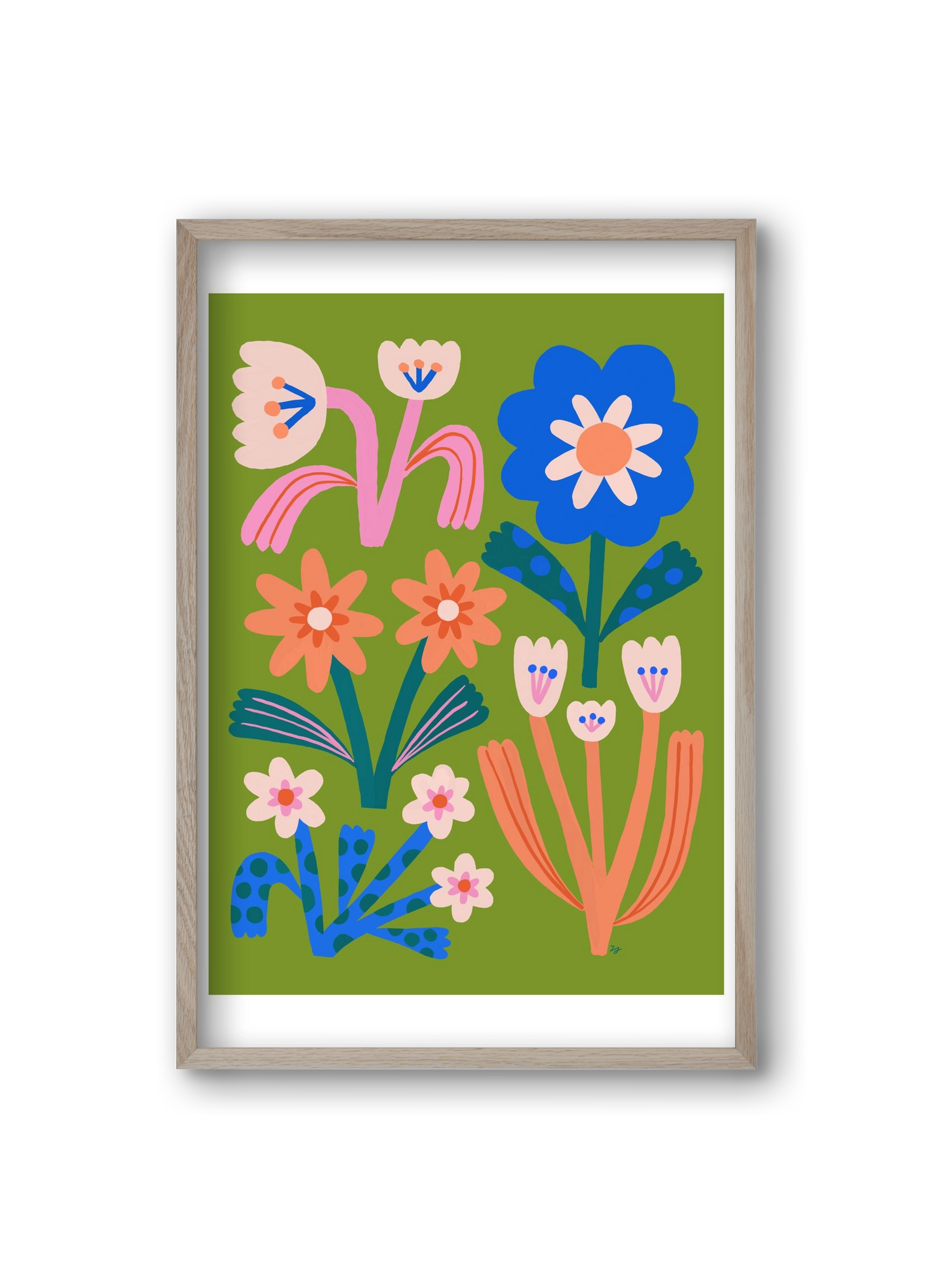 Cute Flowers, 20x30 cm (20x30 cm), Tölgy keret