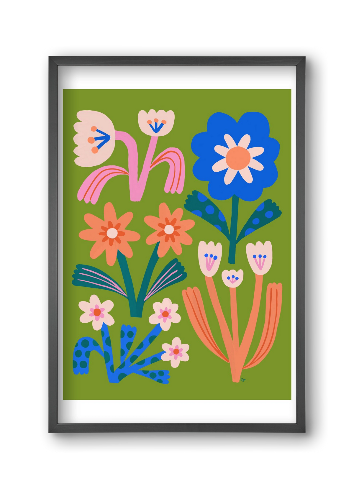 Cute Flowers, 30x45 cm (30x45 cm), Fekete keret
