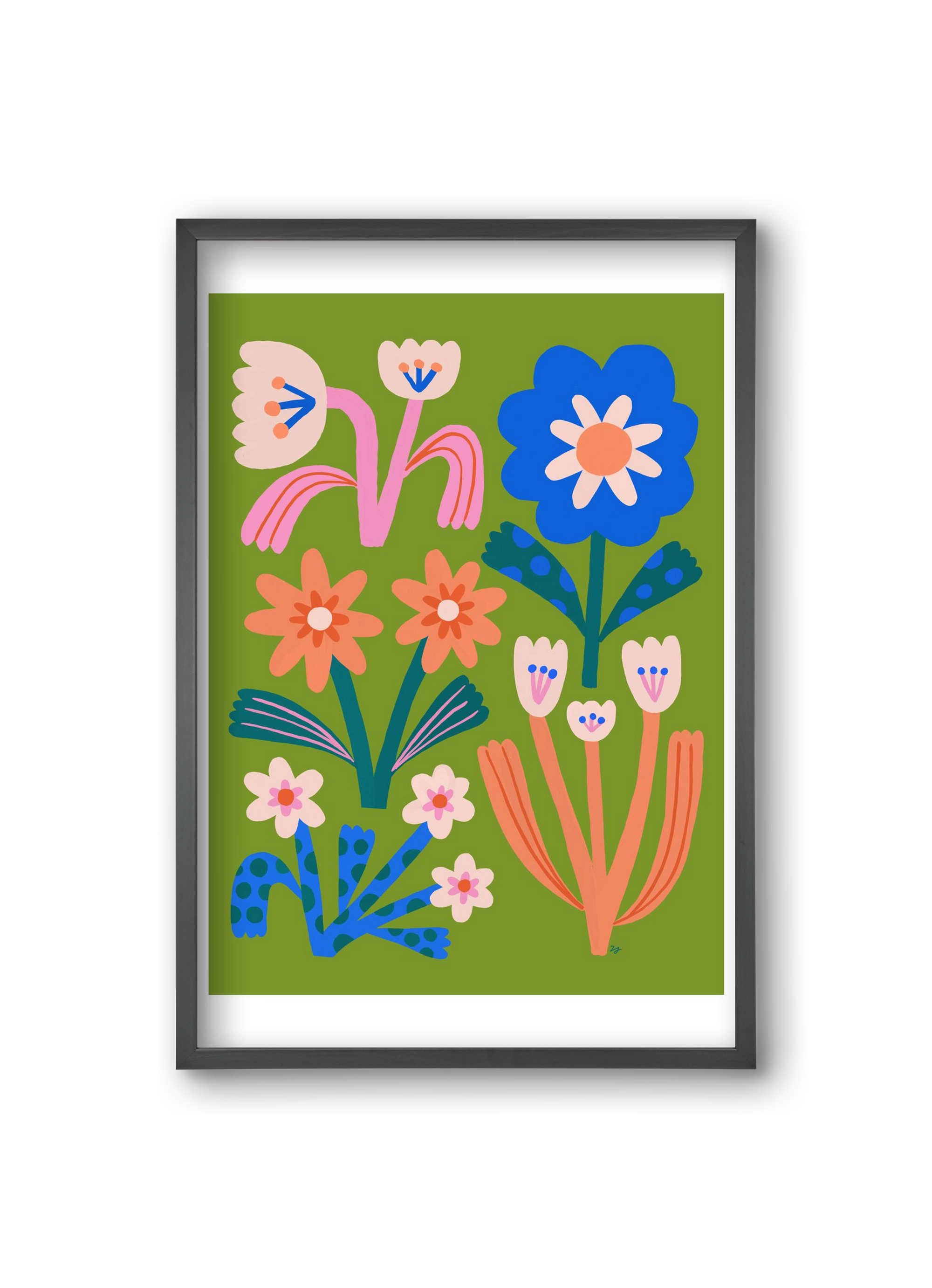 Cute Flowers, 20x30 cm (20x30 cm), Fekete keret