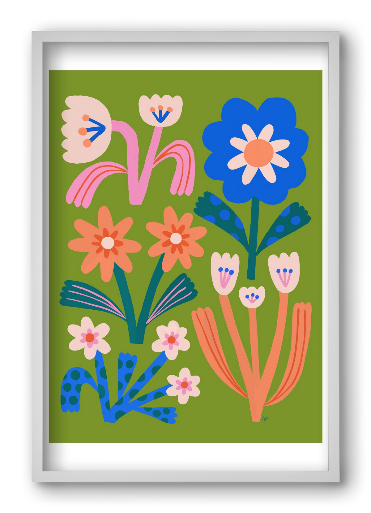Cute Flowers, 40x60 cm (40x60 cm), Fehér keret