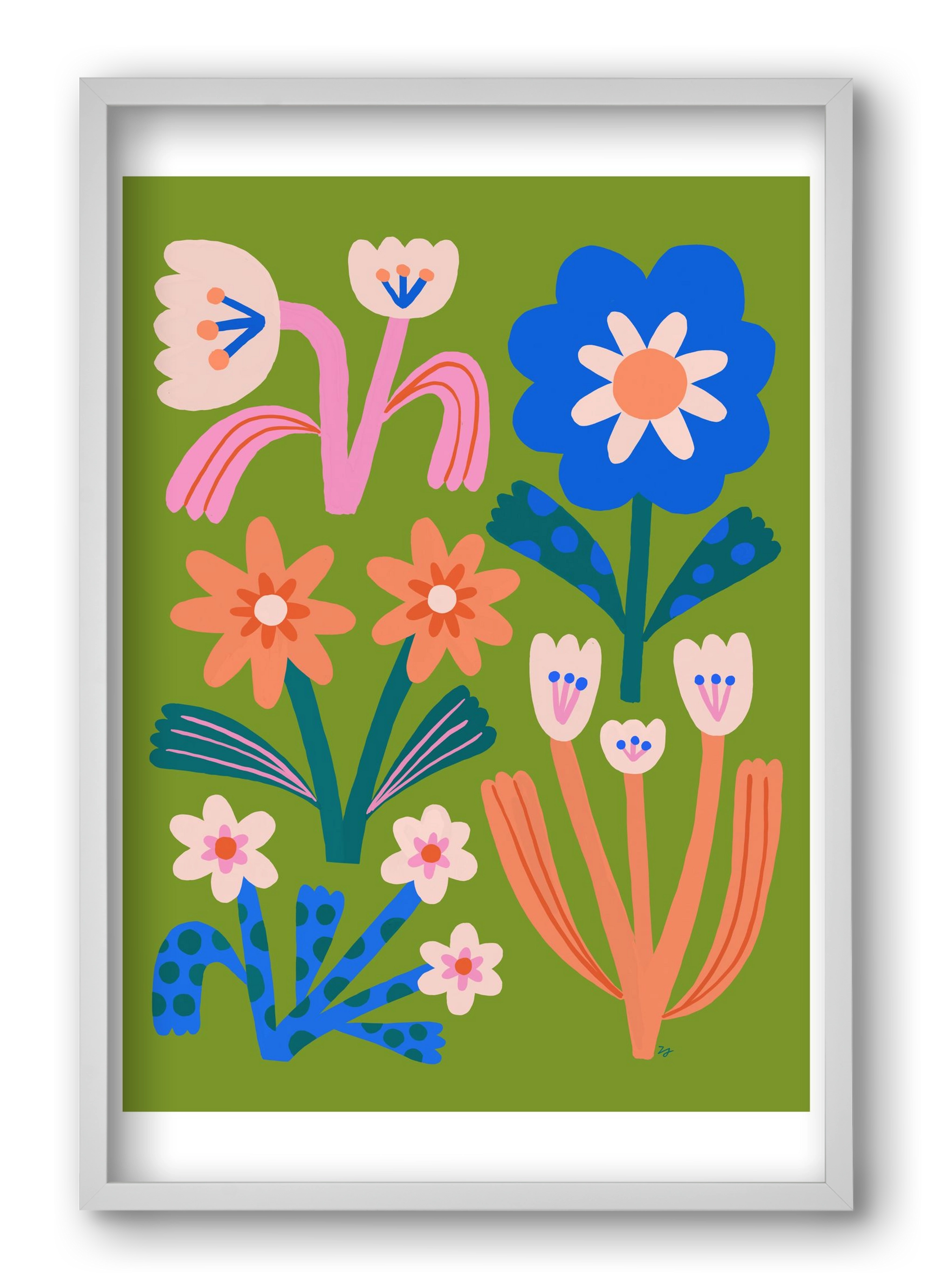 Cute Flowers, 40x60 cm (40x60 cm), Fehér keret