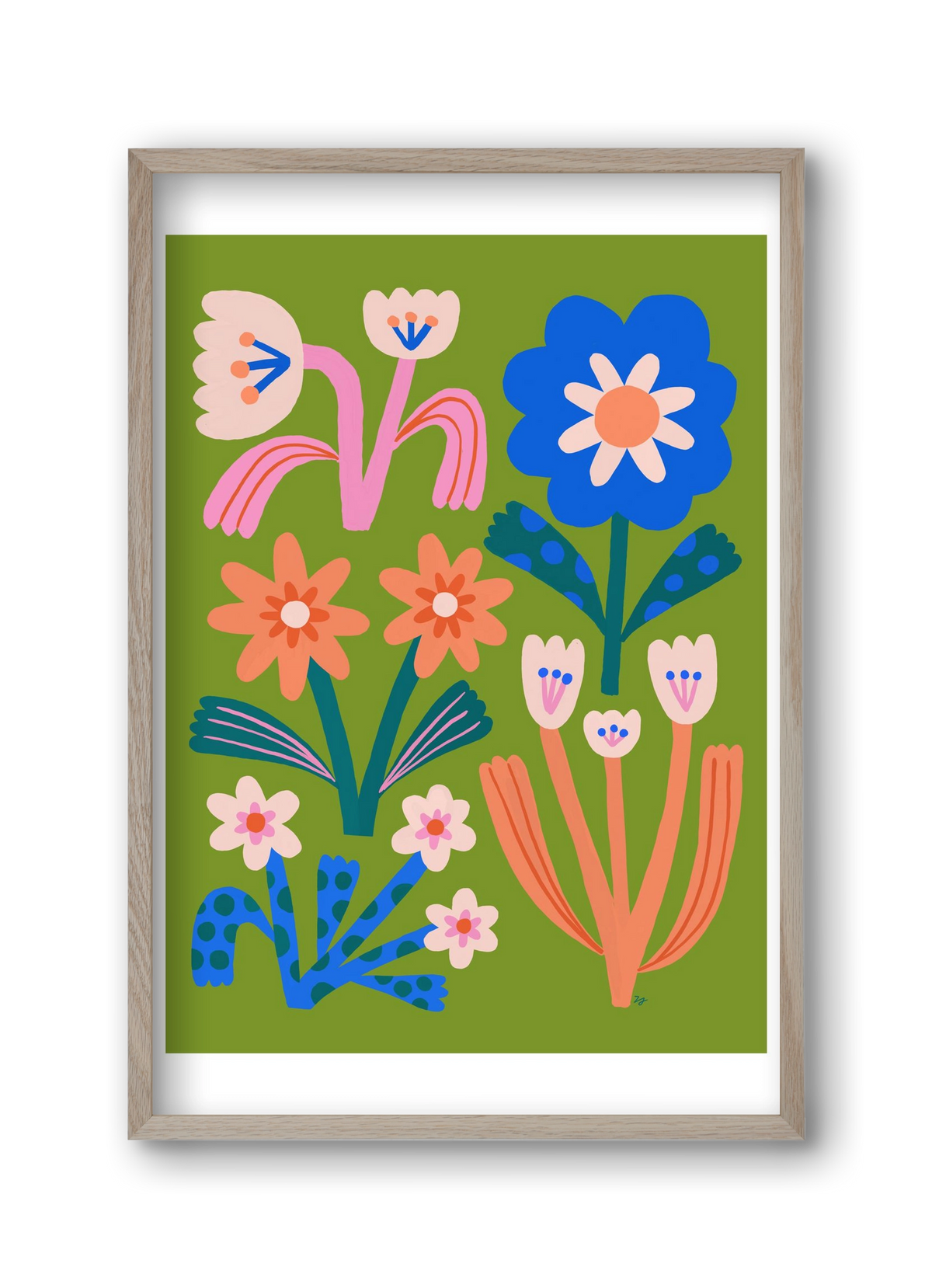 Cute Flowers, 30x45 cm (30x45 cm), Tölgy keret