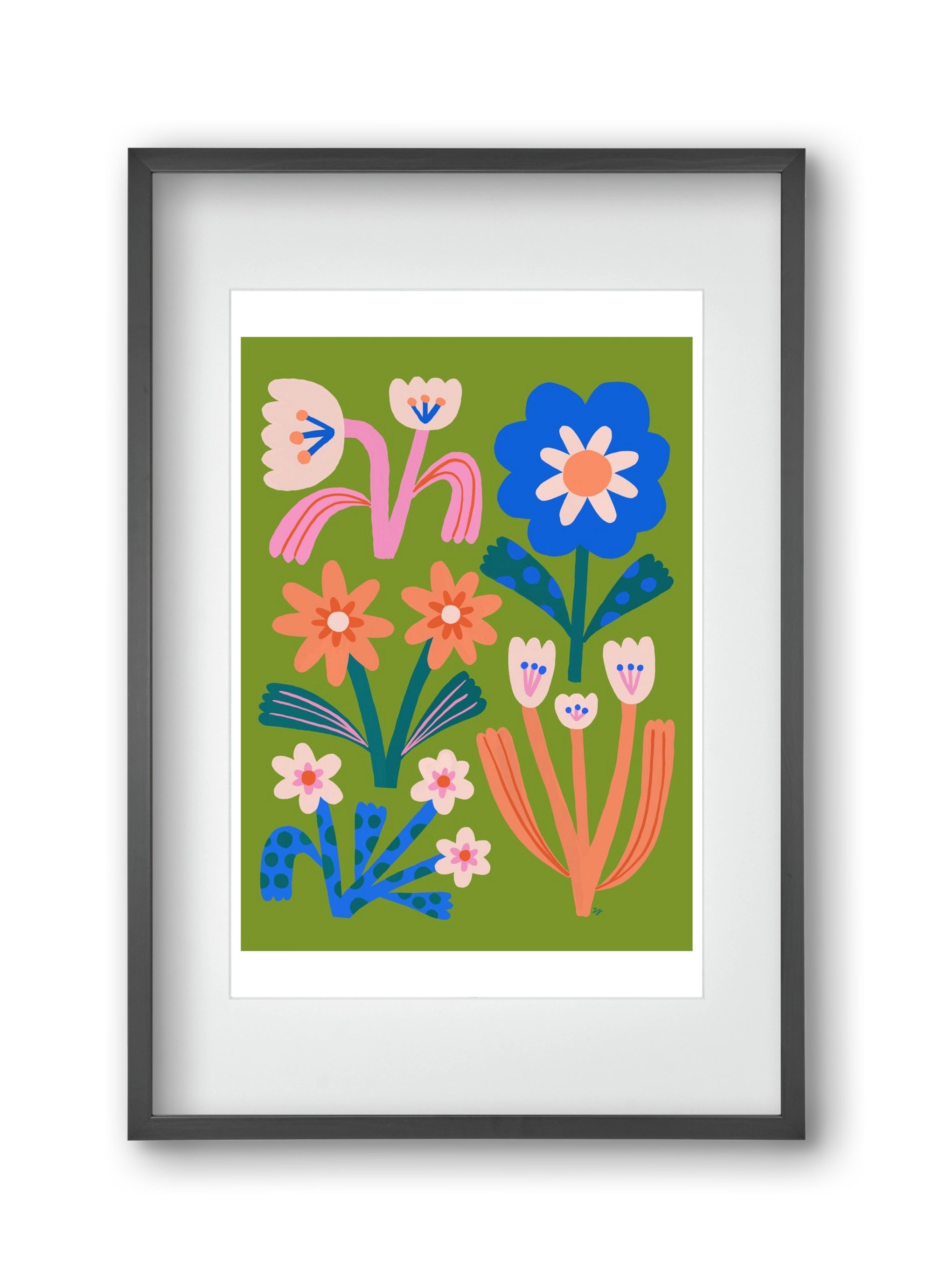 Cute Flowers, 30x45 cm (20x30 cm), Fekete keret, paszpartuval