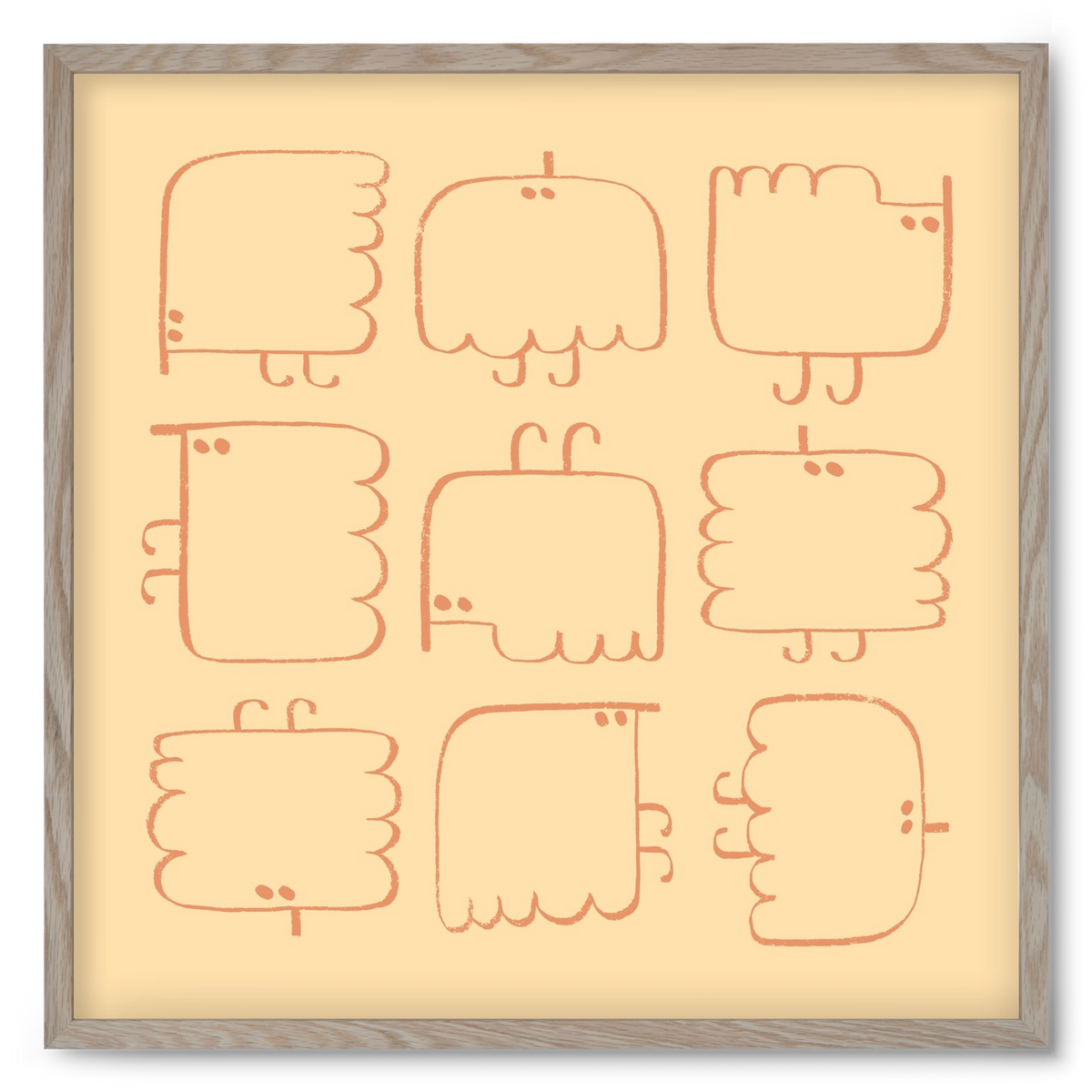 Funny Bird (cream), 50x50 cm (50x50 cm), Tölgy keret