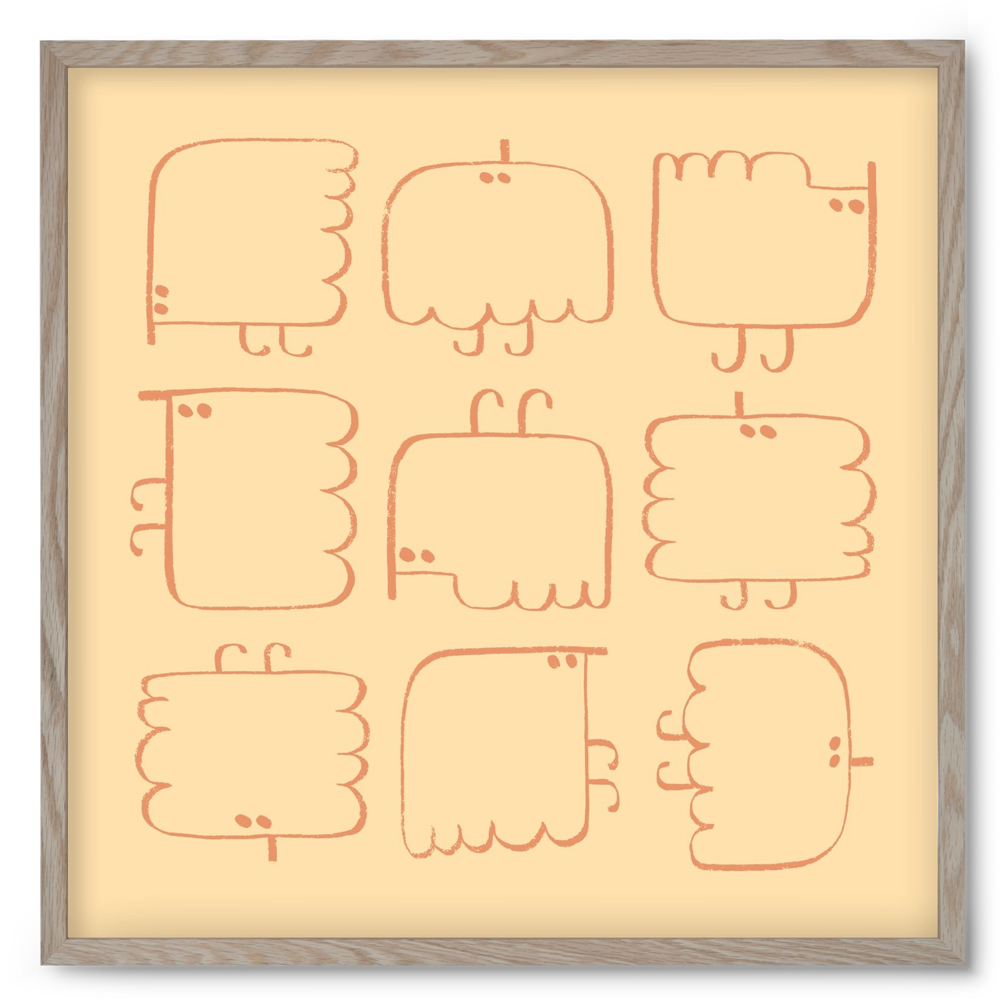 Funny Bird (cream), 50x50 cm (50x50 cm), Tölgy keret