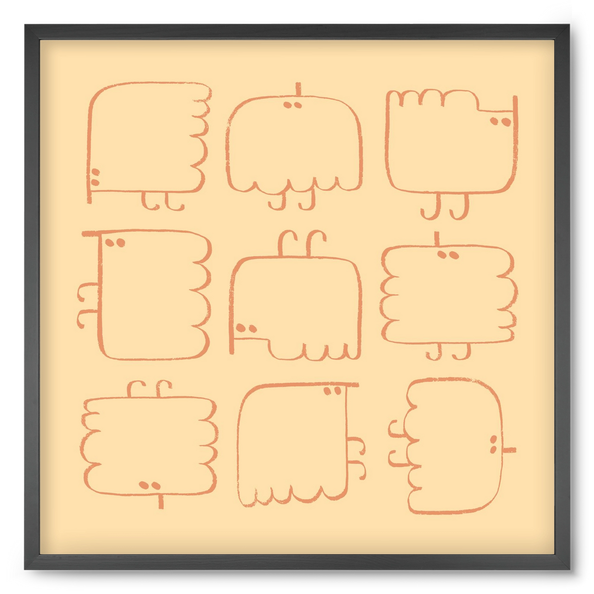 Funny Bird (cream), 50x50 cm (50x50 cm), Fekete keret