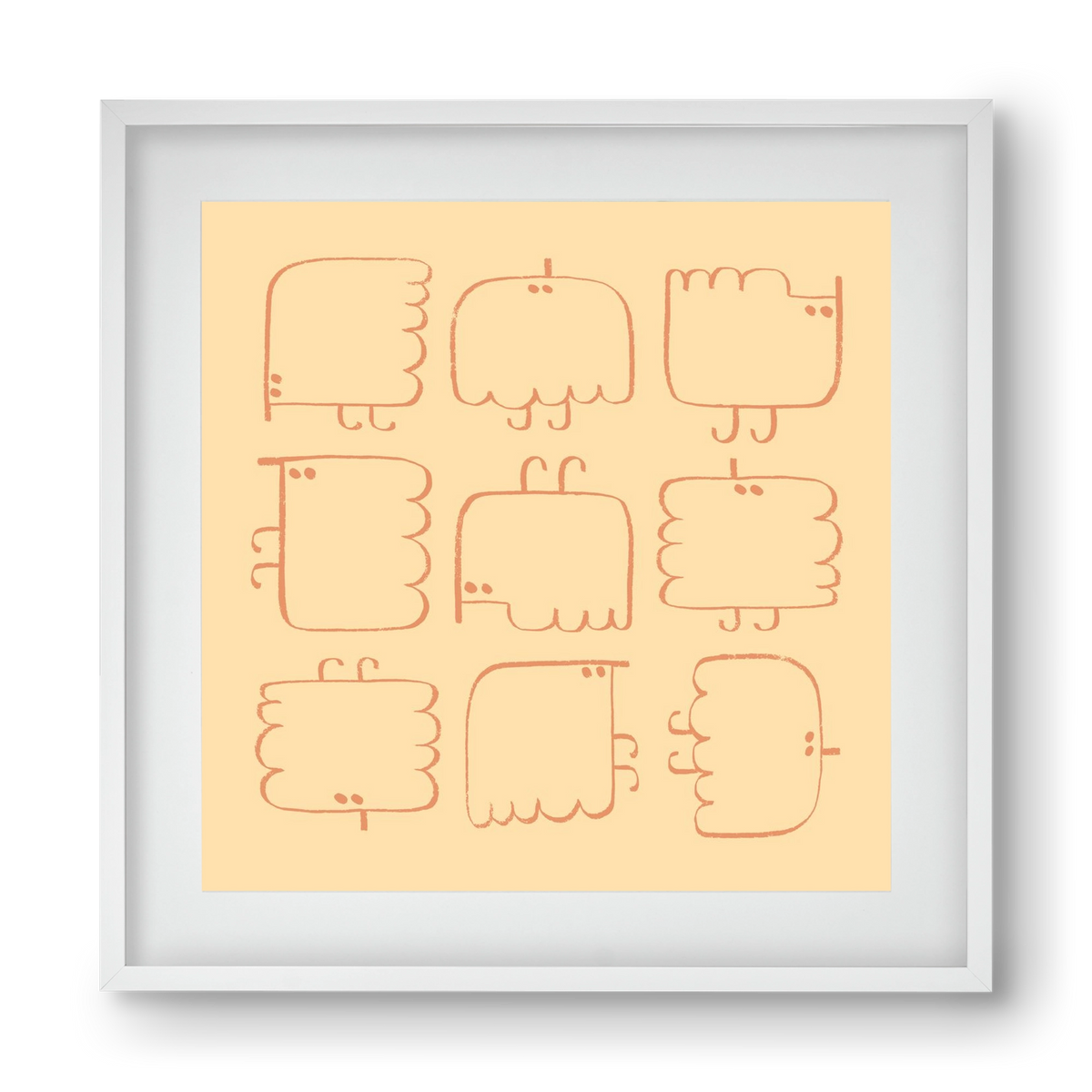 Funny Bird (cream), 40x40 cm (30x30 cm), Fehér keret, paszpartuval