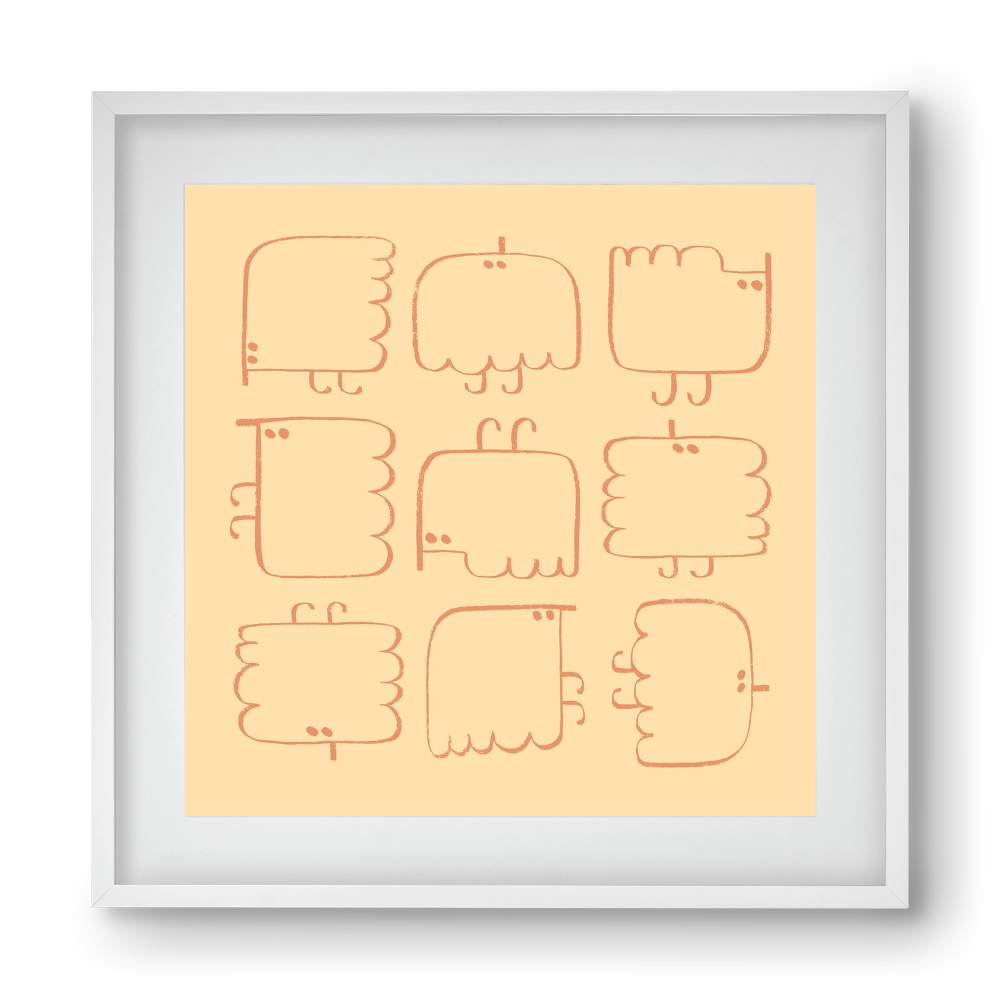 Funny Bird (cream), 40x40 cm (30x30 cm), Fehér keret, paszpartuval