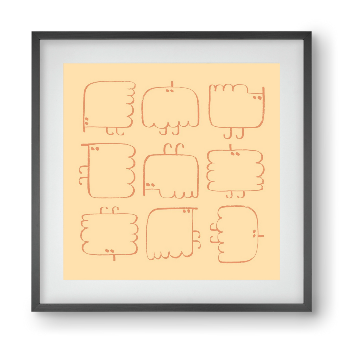 Funny Bird (cream), 40x40 cm (30x30 cm), Fekete keret, paszpartuval