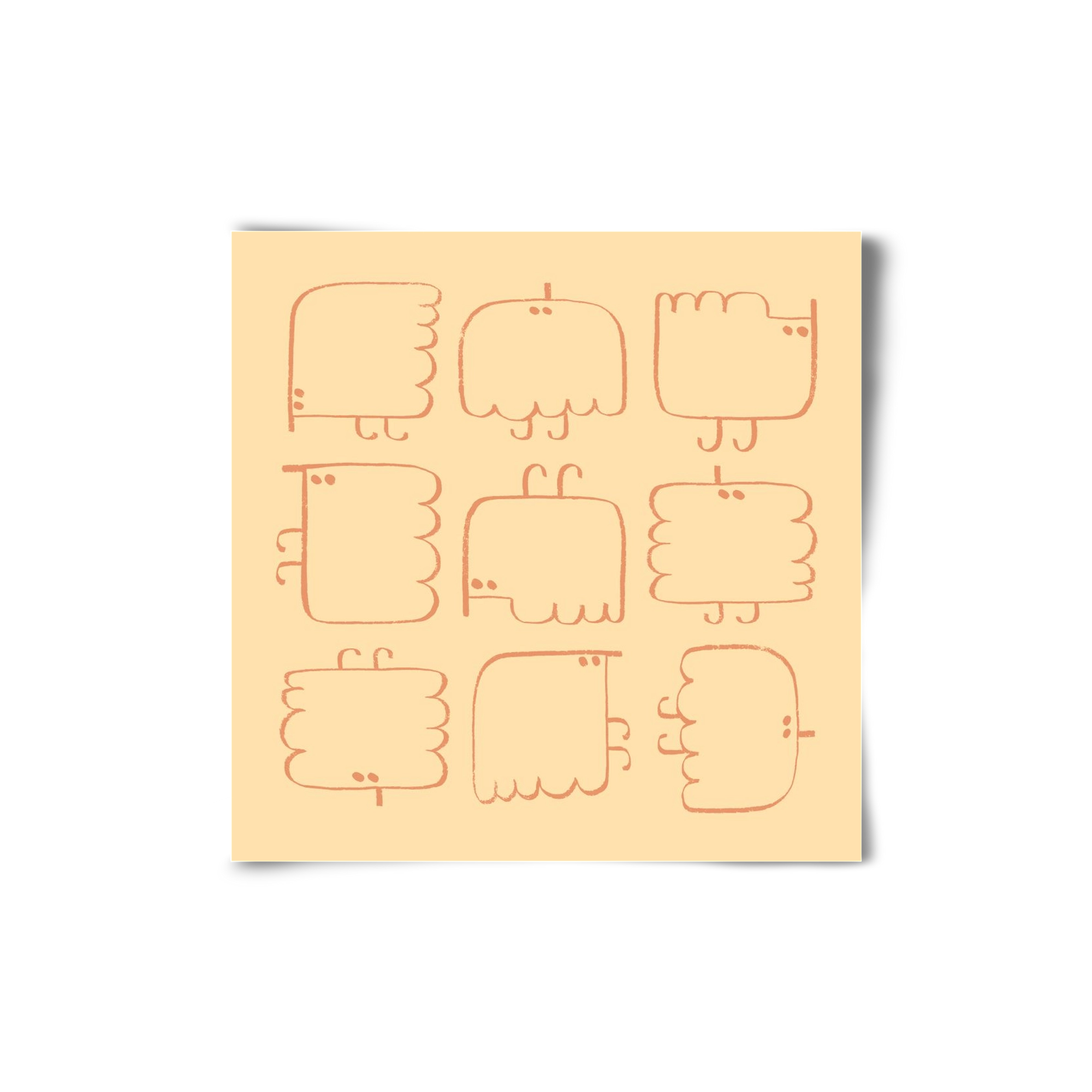 Funny Bird (cream), 20x20 cm, Keret nélkül