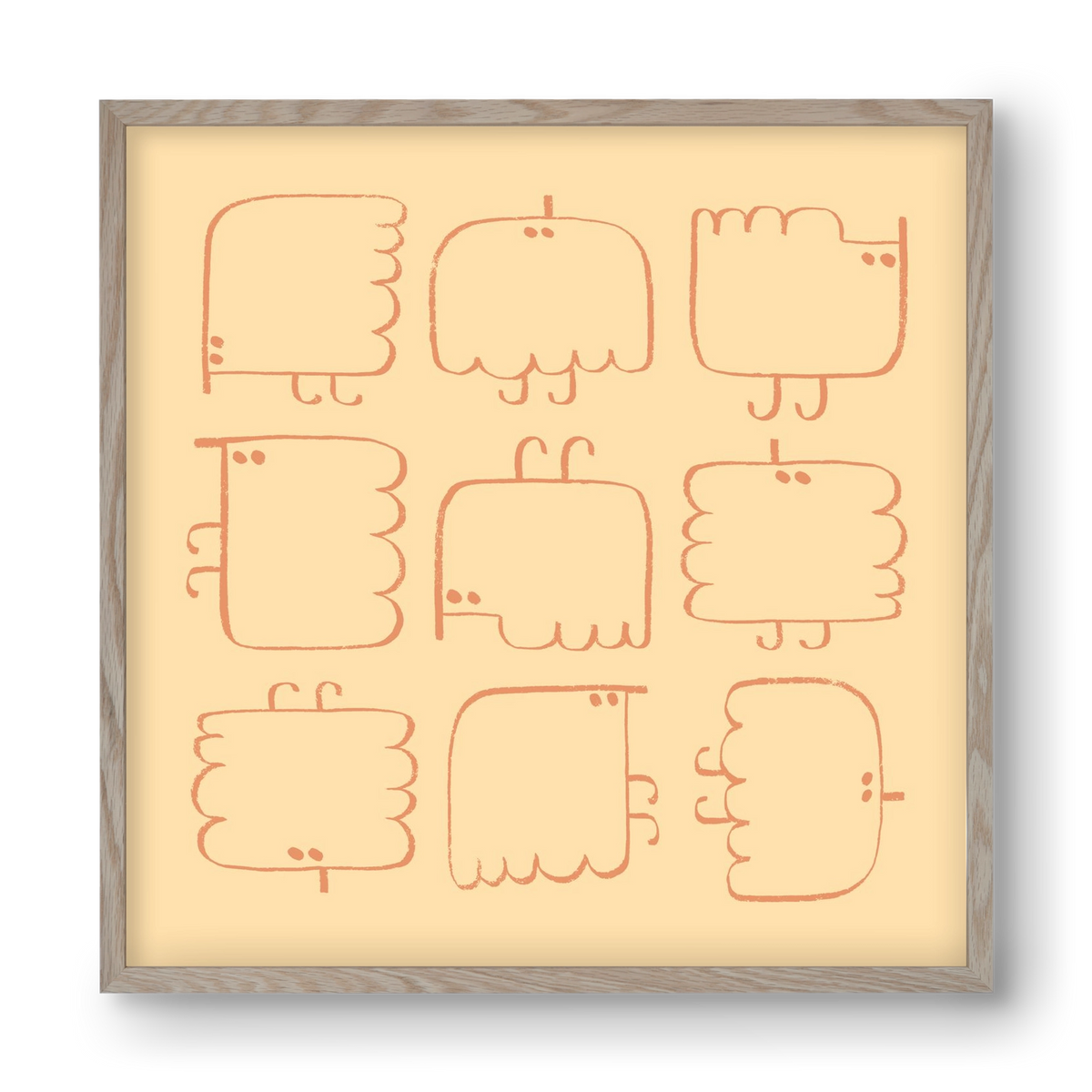 Funny Bird (cream), 40x40 cm (40x40 cm), Tölgy keret