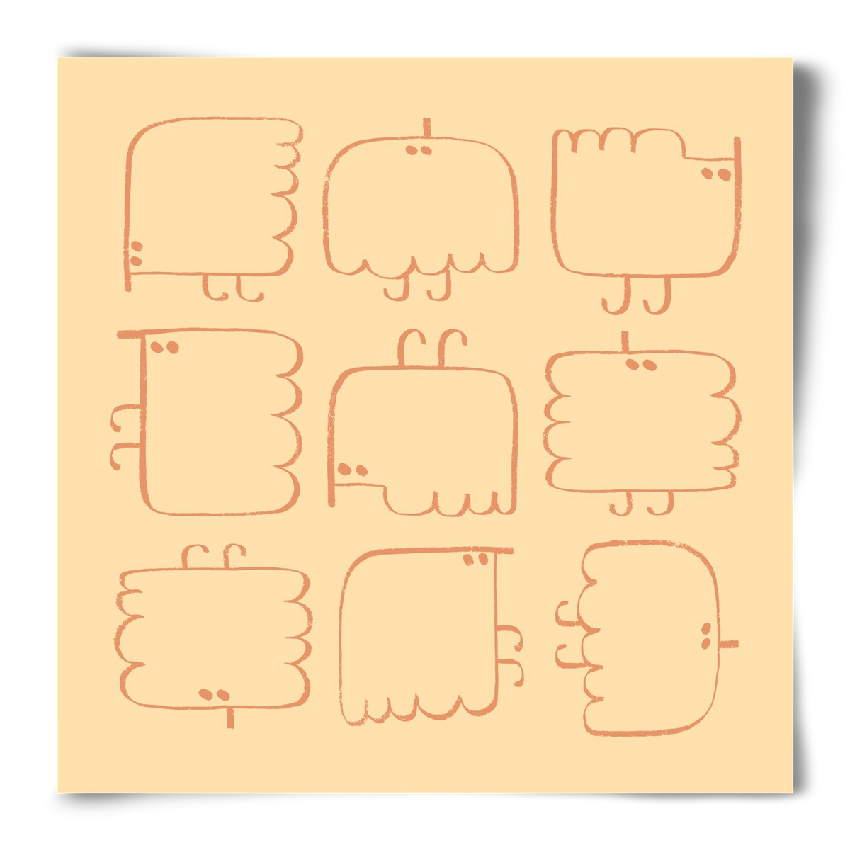 Funny Bird (cream), 50x50 cm, Keret nélkül