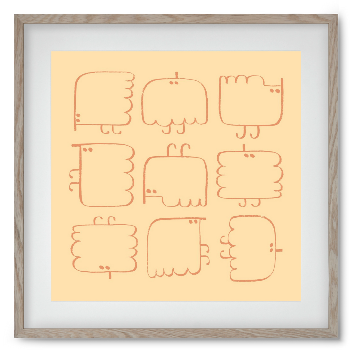 Funny Bird (cream), 50x50 cm (40x40 cm), Tölgy keret, paszpartuval