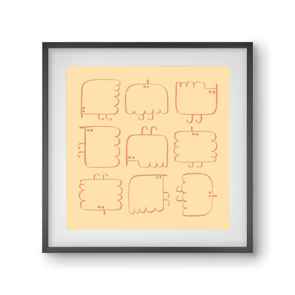 Funny Bird (cream), 30x30 cm (20x20 cm), Fekete keret, paszpartuval