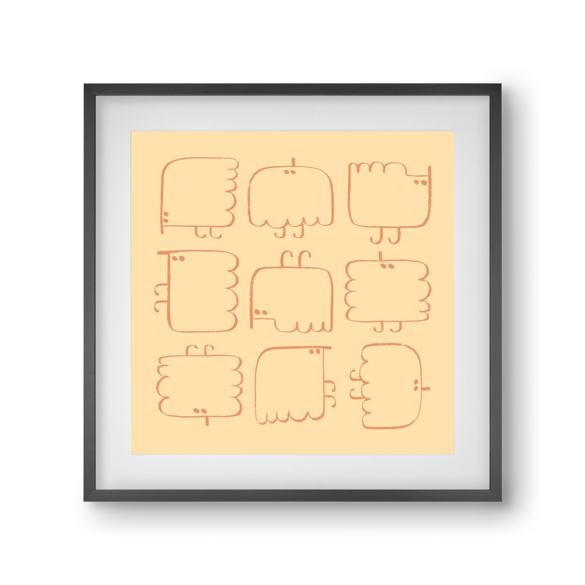 Funny Bird (cream), 30x30 cm (20x20 cm), Fekete keret, paszpartuval