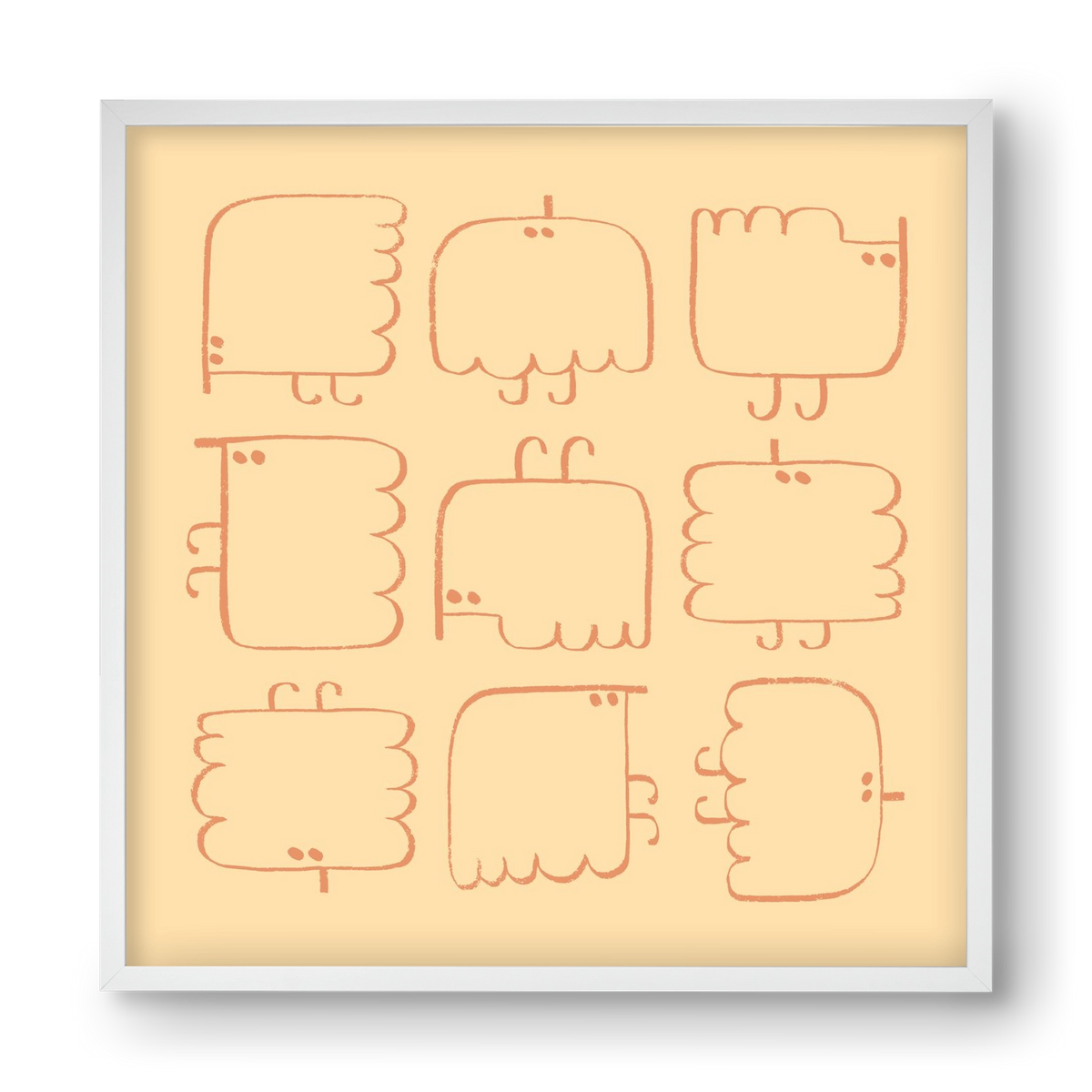 Funny Bird (cream), 40x40 cm (40x40 cm), Fehér keret