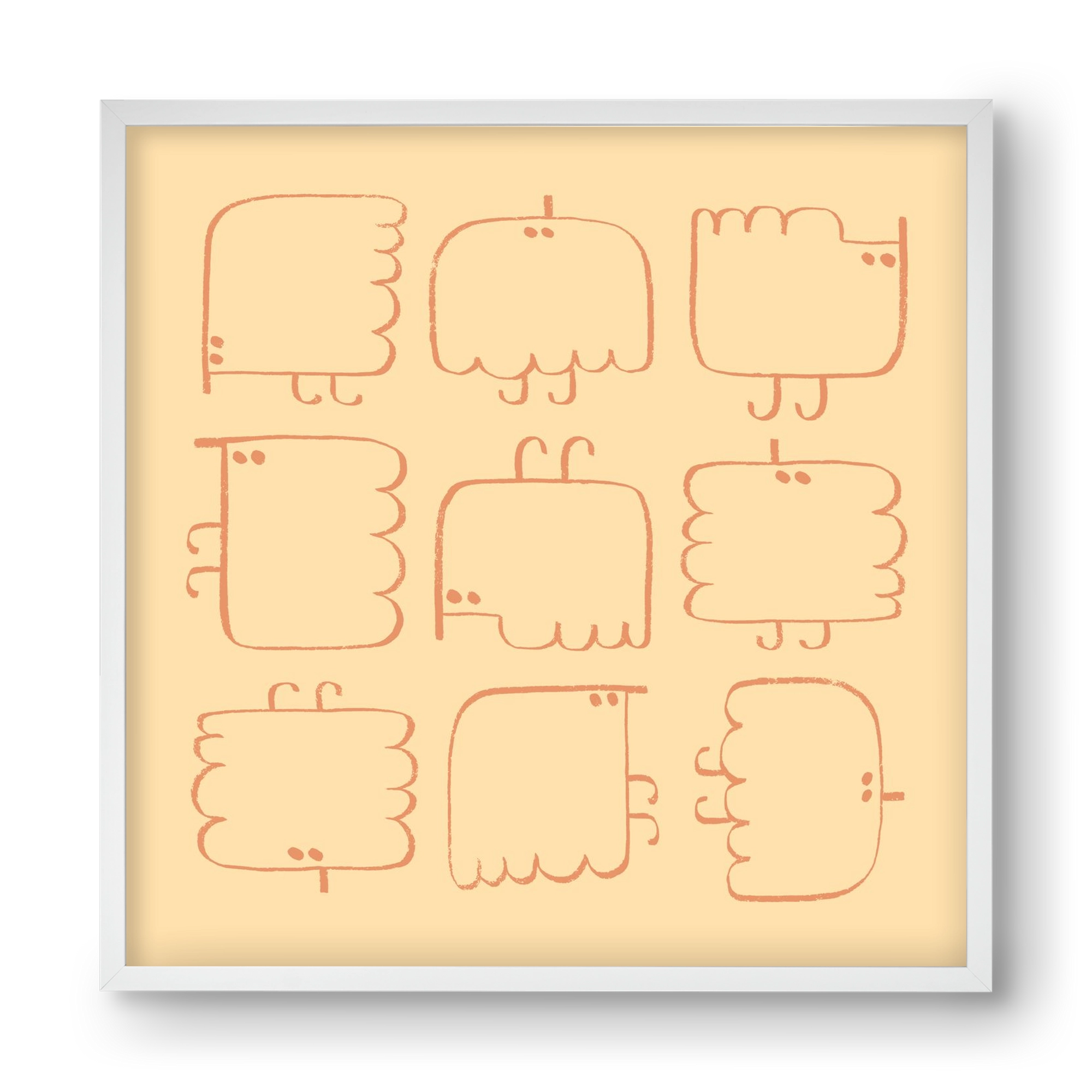 Funny Bird (cream), 40x40 cm (40x40 cm), Fehér keret