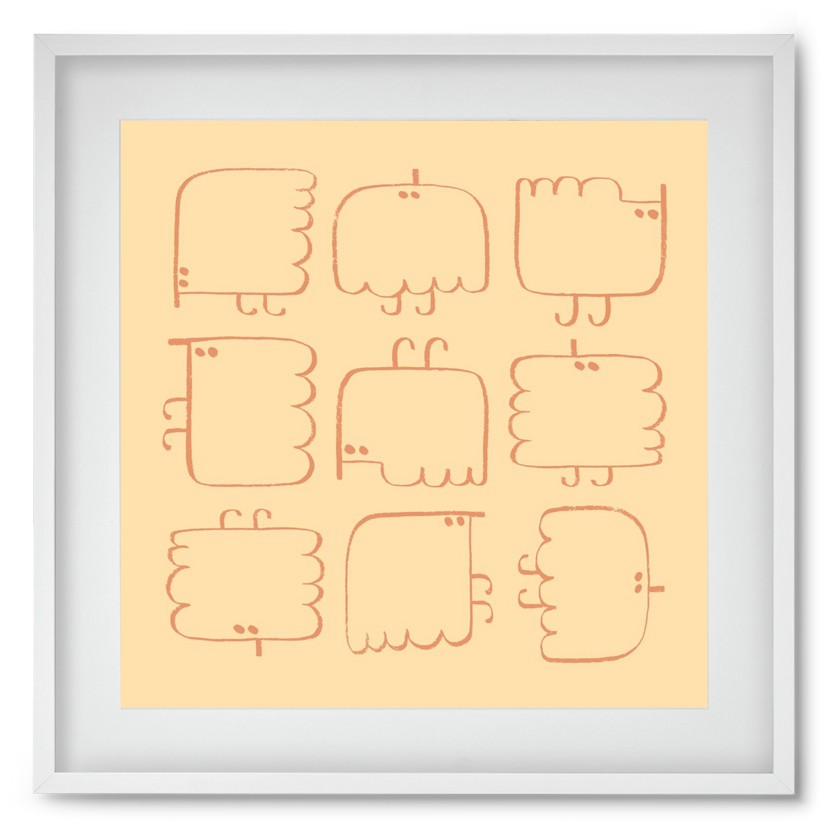 Funny Bird (cream), 50x50 cm (40x40 cm), Fehér keret, paszpartuval