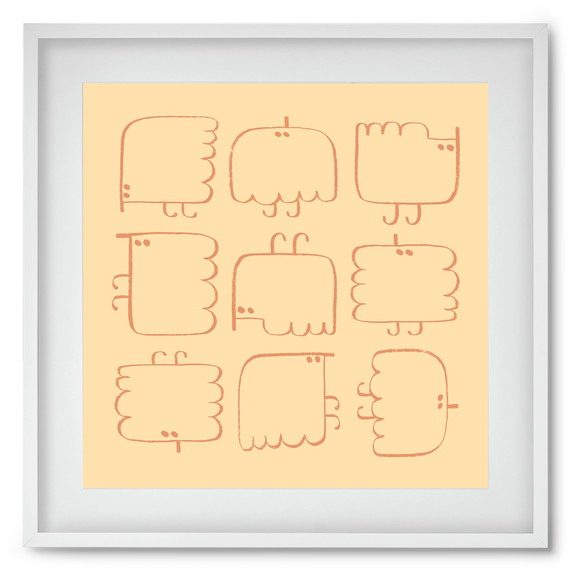 Funny Bird (cream), 50x50 cm (40x40 cm), Fehér keret, paszpartuval