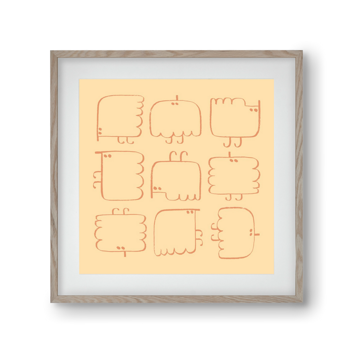 Funny Bird (cream), 30x30 cm (20x20 cm), Tölgy keret, paszpartuval