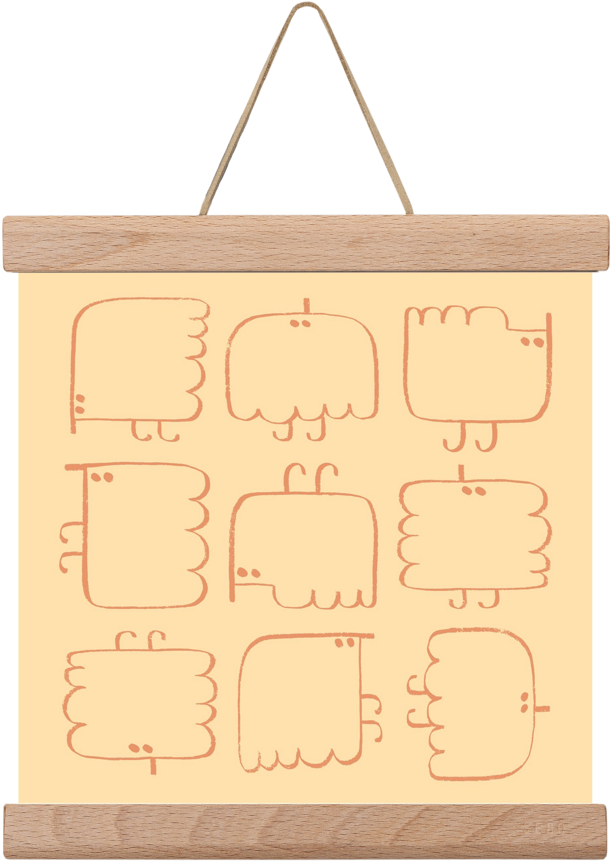 Funny Bird (cream), 20x20 cm (20x20 cm), Tölgy akasztó