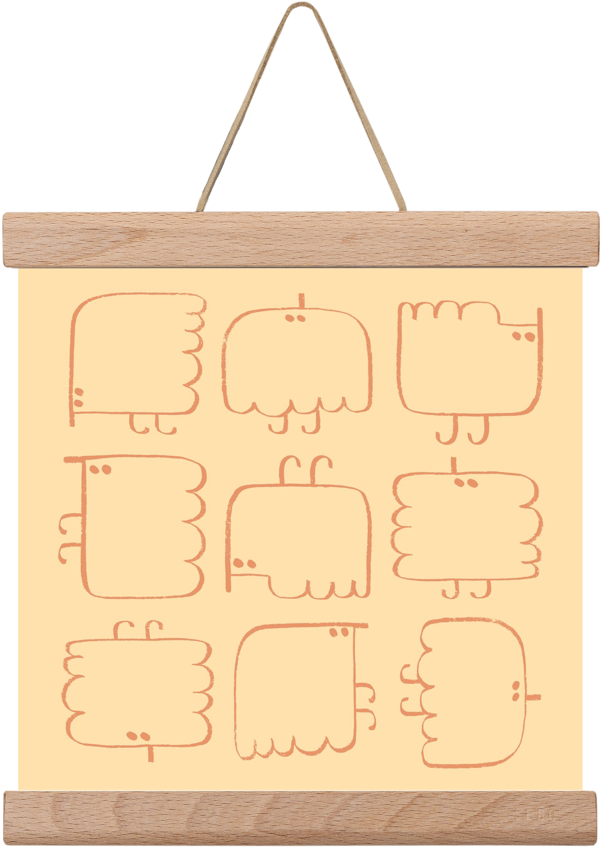 Funny Bird (cream), 20x20 cm (20x20 cm), Tölgy akasztó