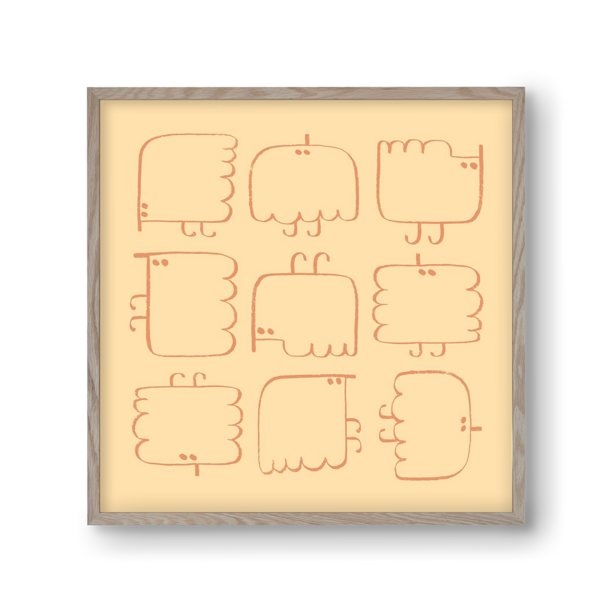 Funny Bird (cream), 30x30 cm (30x30 cm), Tölgy keret