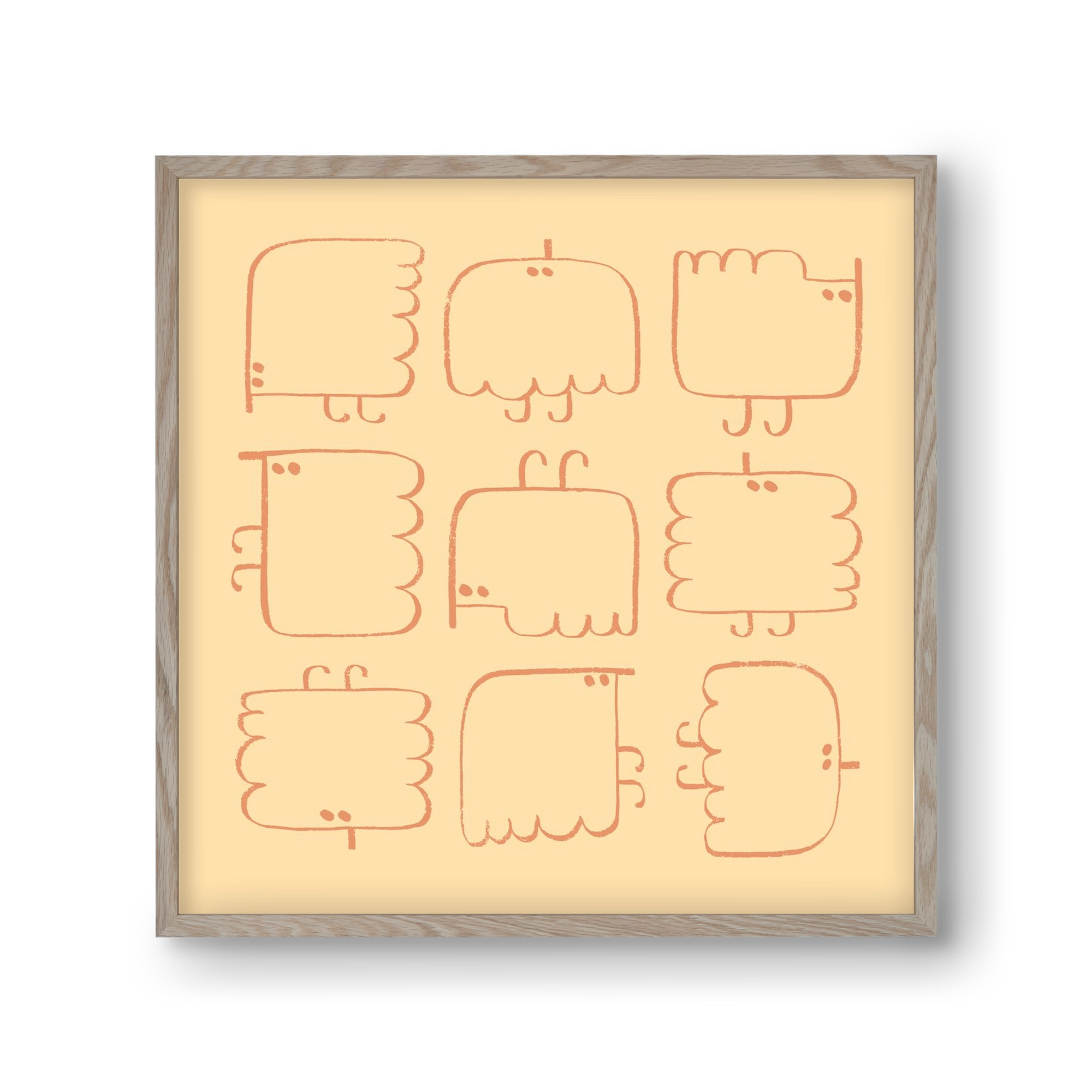Funny Bird (cream), 30x30 cm (30x30 cm), Tölgy keret