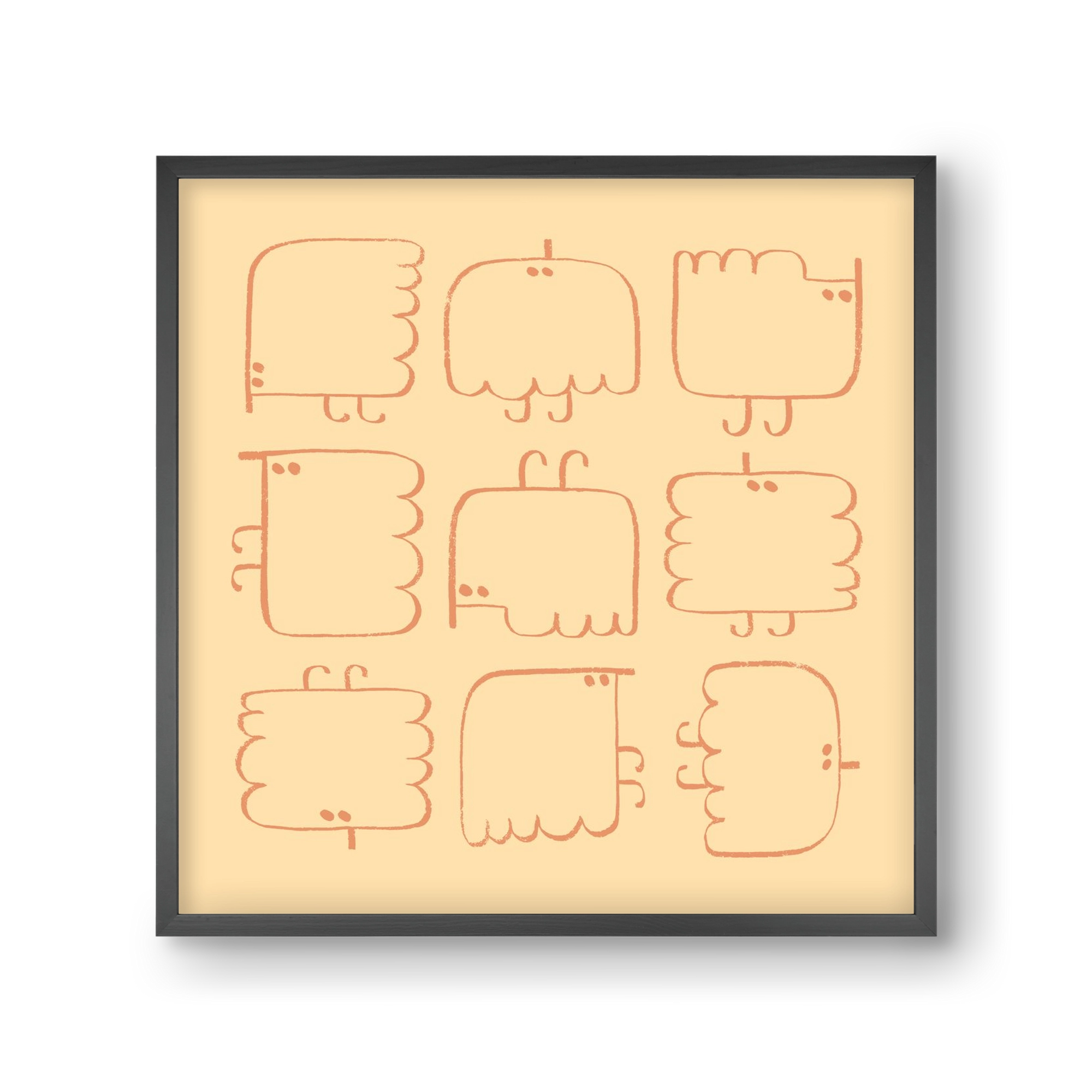 Funny Bird (cream), 30x30 cm (30x30 cm), Fekete keret