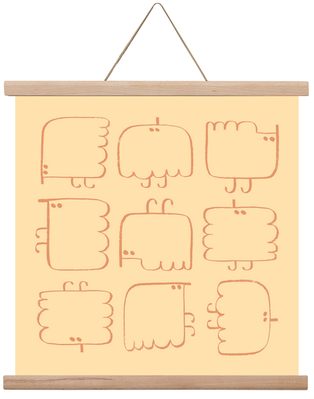 Funny Bird (cream), 40x40 cm (40x40 cm), Tölgy akasztó