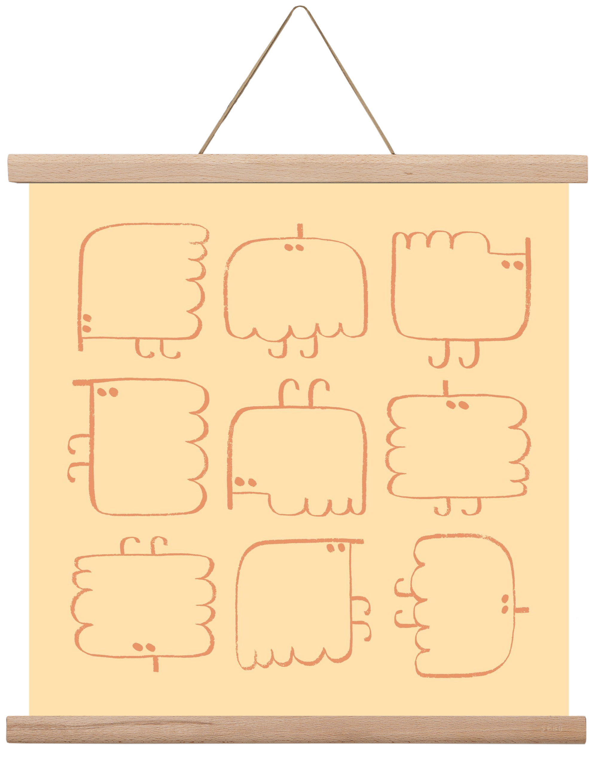 Funny Bird (cream), 40x40 cm (40x40 cm), Tölgy akasztó