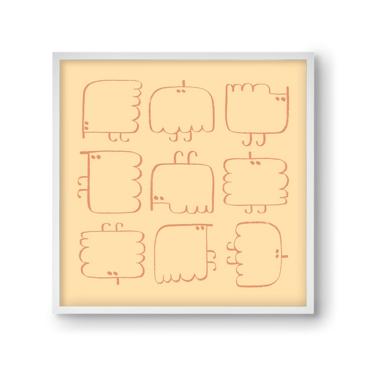 Funny Bird (cream), 30x30 cm (30x30 cm), Fehér keret