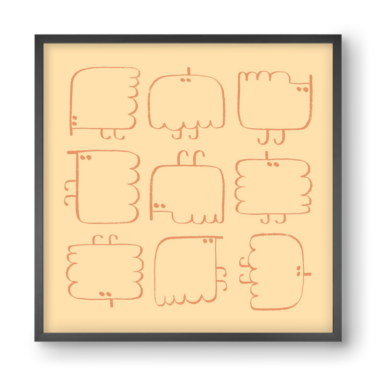 Funny Bird (cream), 40x40 cm (40x40 cm), Fekete keret